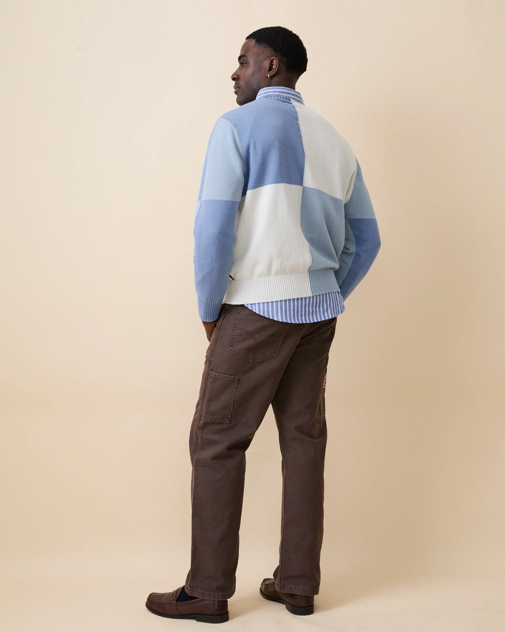 Color Block Sweater Cream Beige Multi - Image 4