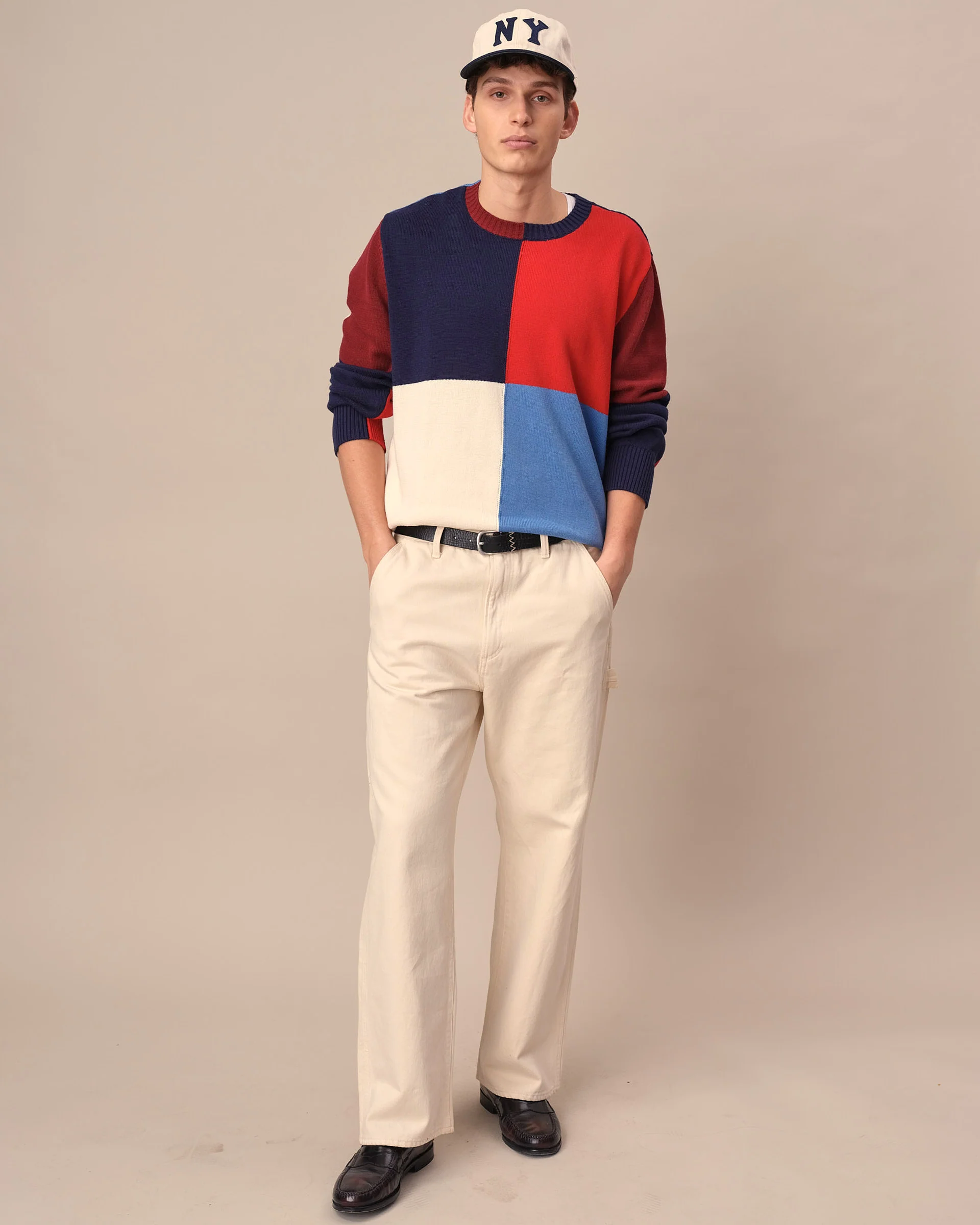 Color Block Sweater Red Blue Multi