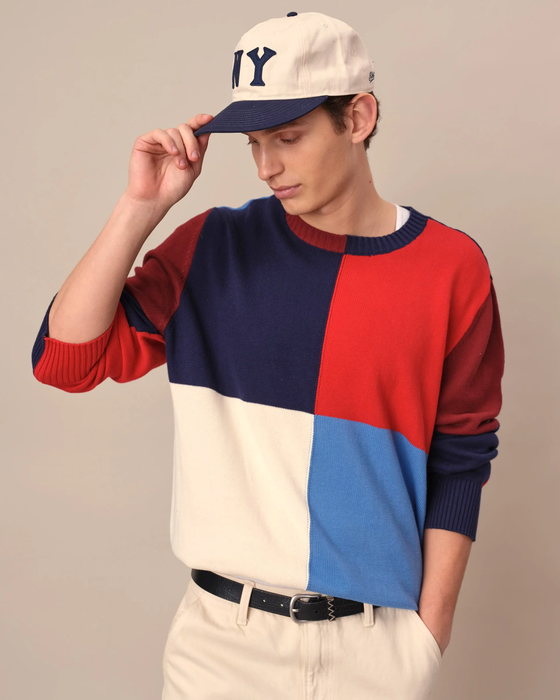 Color Block Sweater Red Blue Multi - Image 2