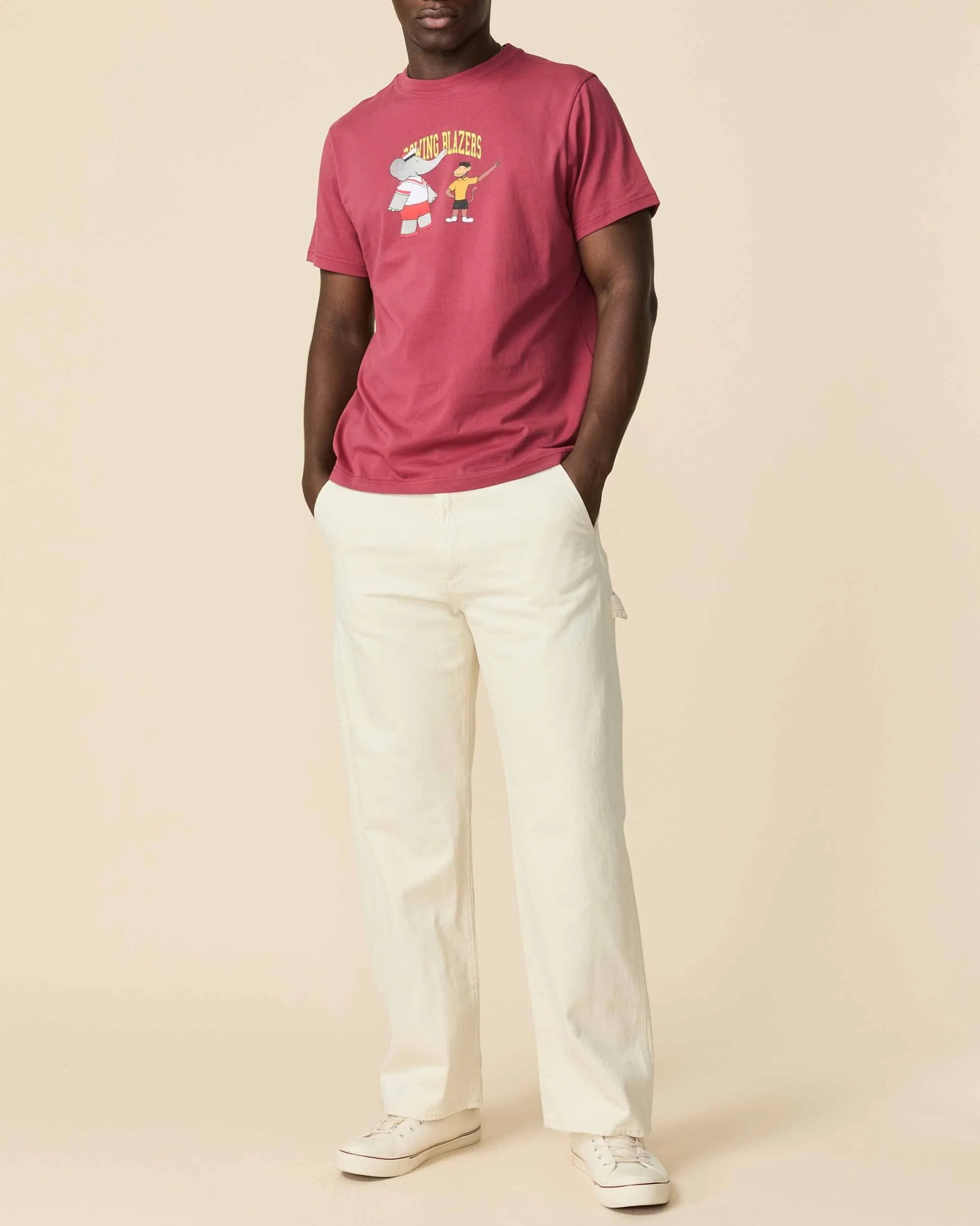 Men's Cotton Babar and Zephir T-Shirt Burgundy - Image 2