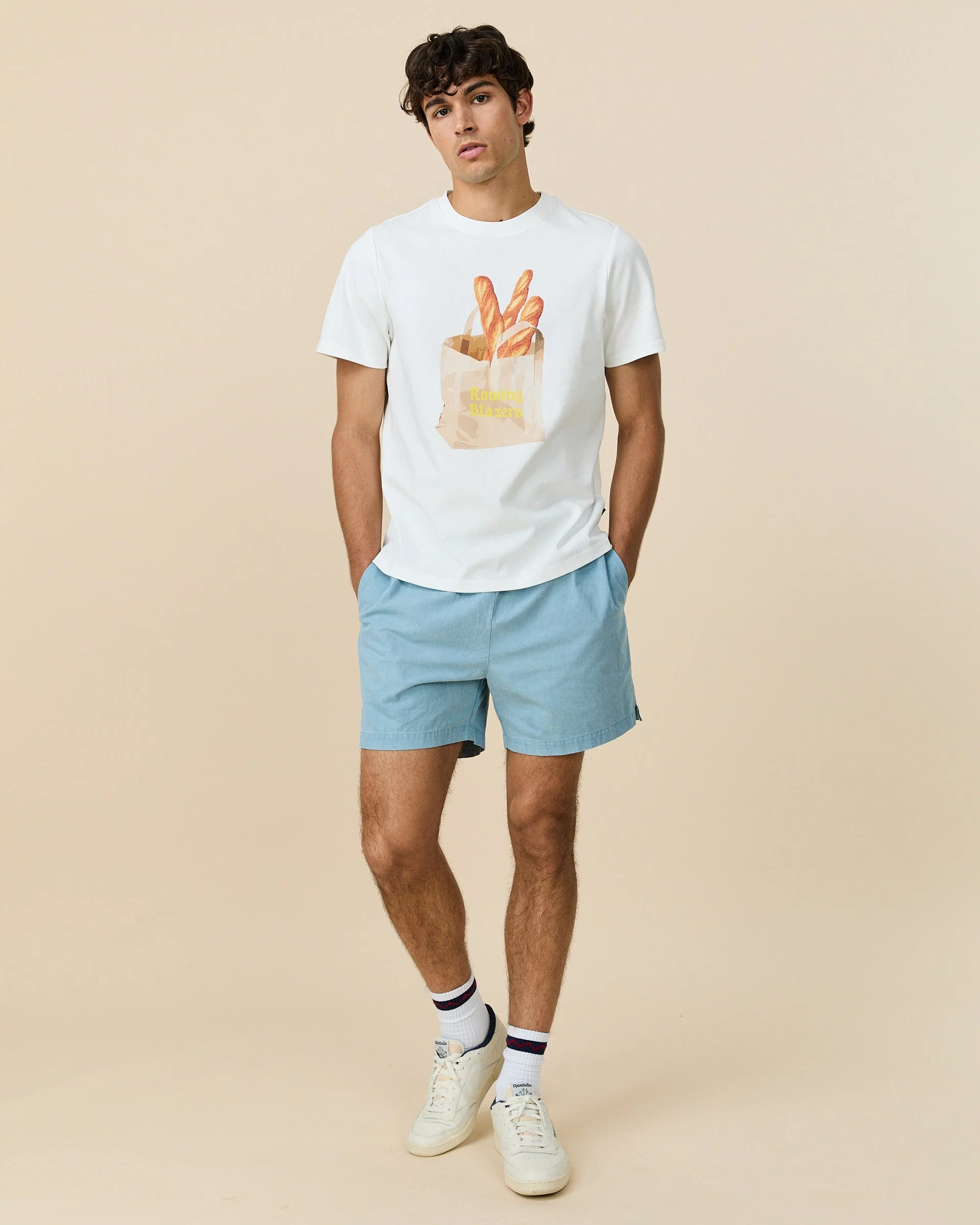 Men's Cotton Baguette T-Shirt Cream - Image 3
