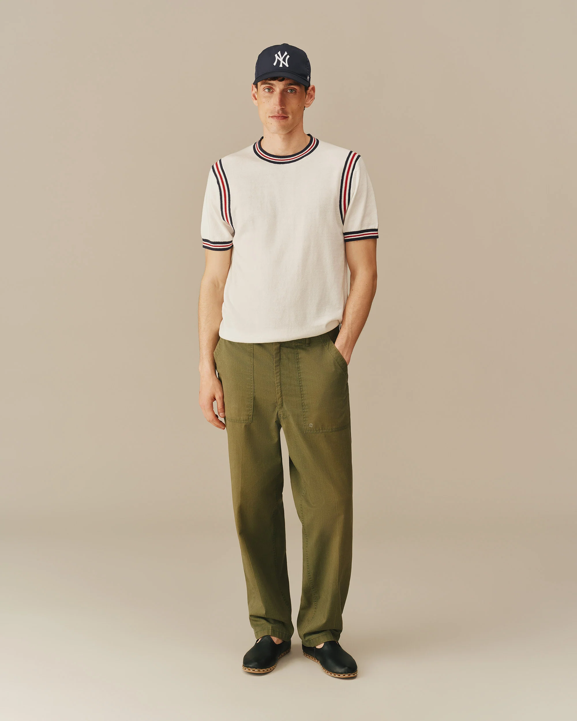 Cotton Blend Varsity Sweater Tee White - Image 2