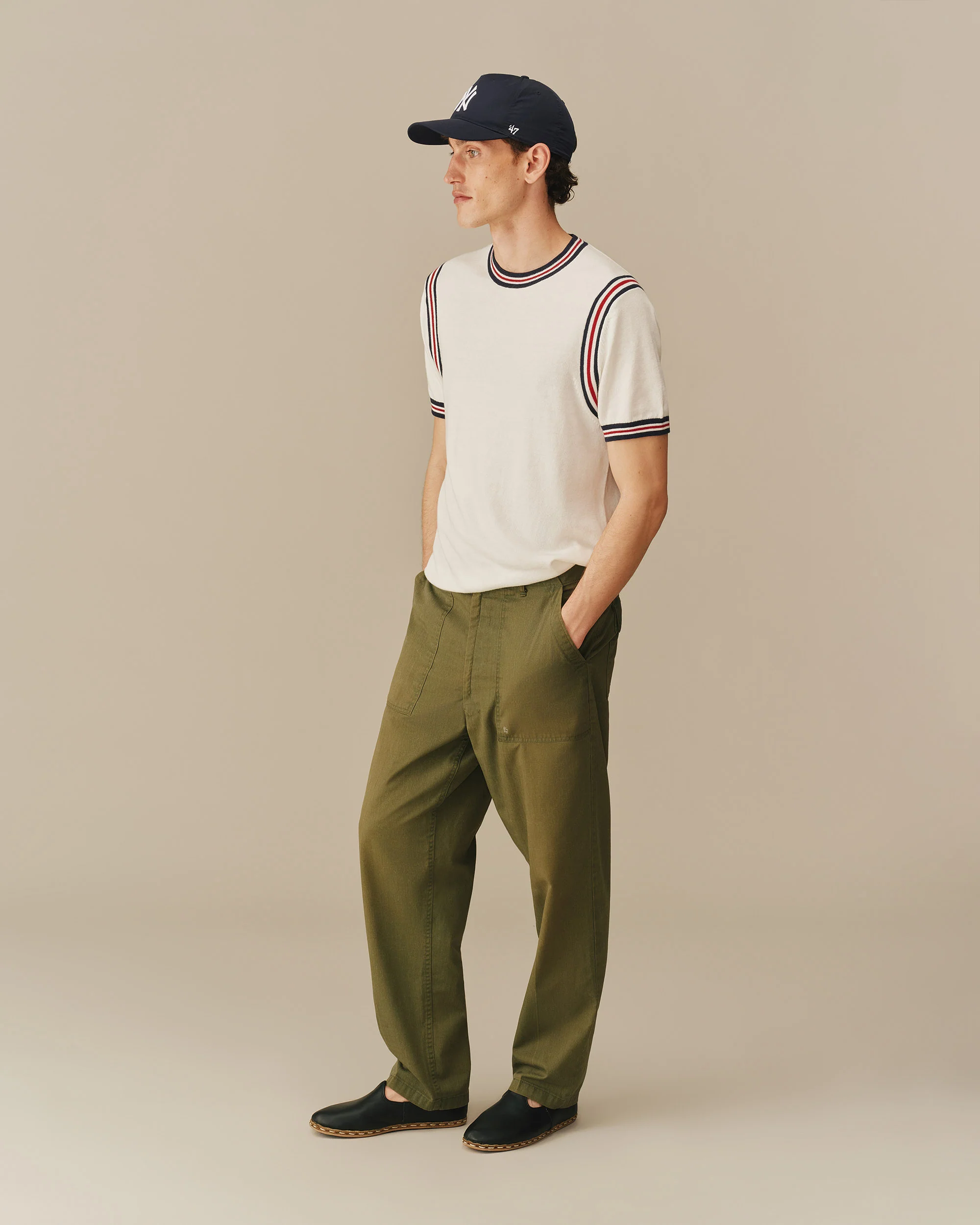 Cotton Blend Varsity Sweater Tee White - Image 3
