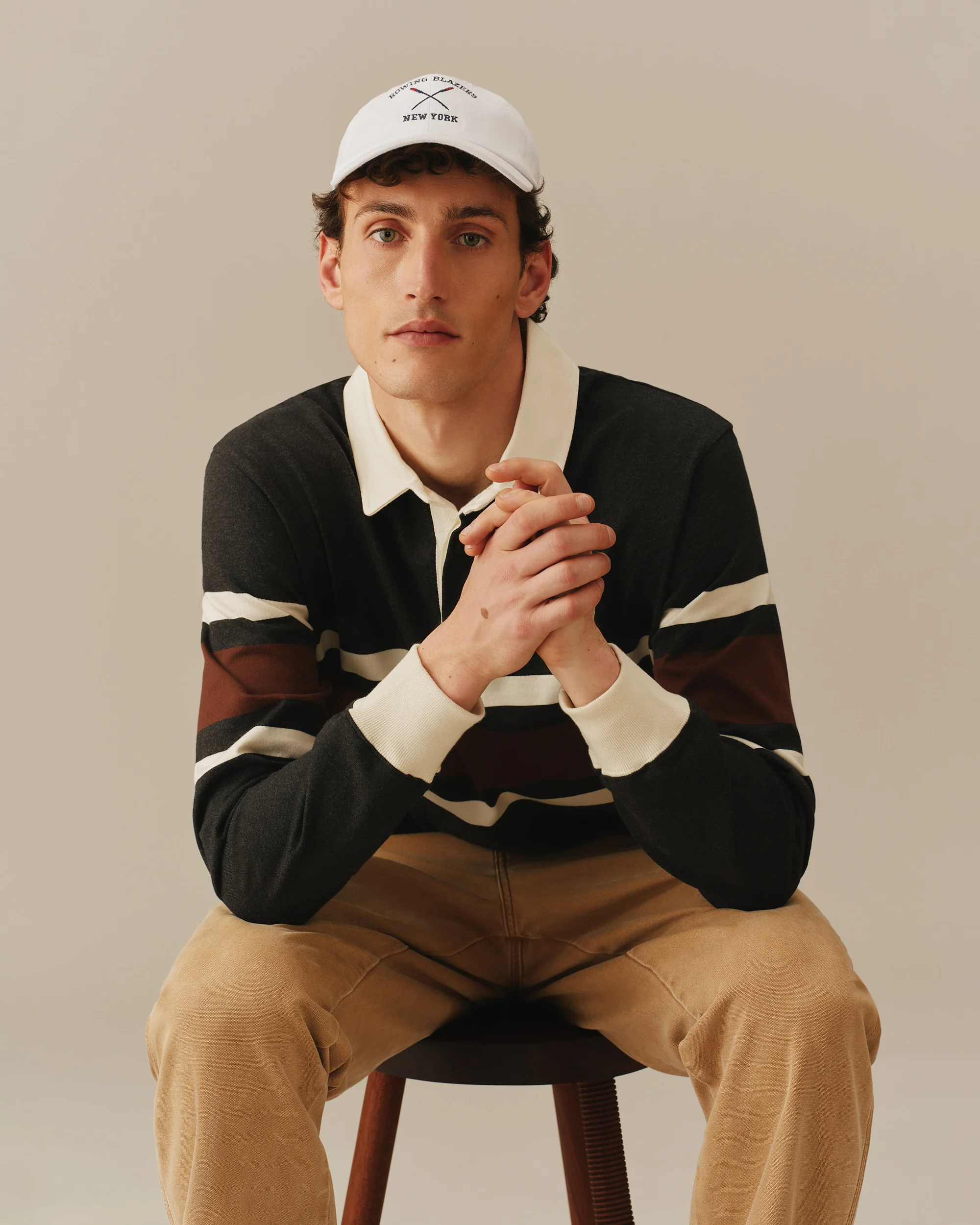 Cotton Center Stripe Rugby Brown - Image 9
