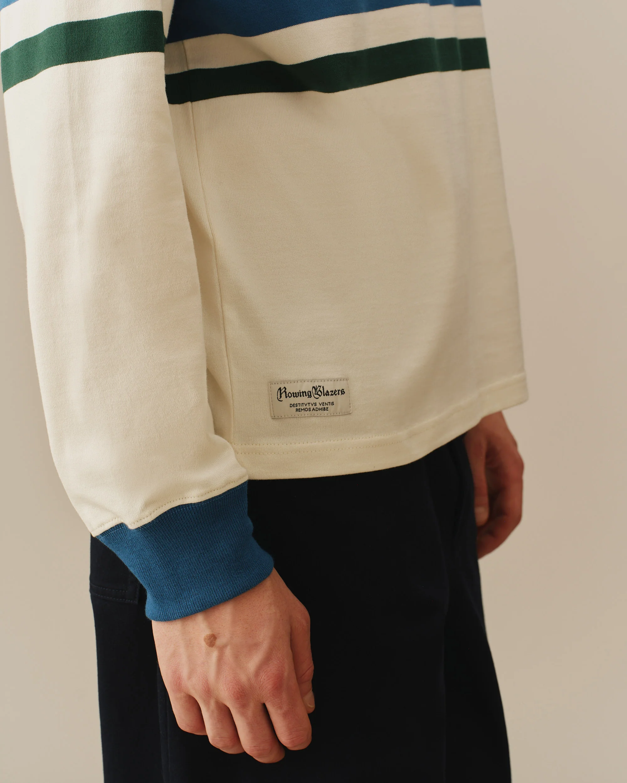 Cotton Center Stripe Rugby White - Image 4