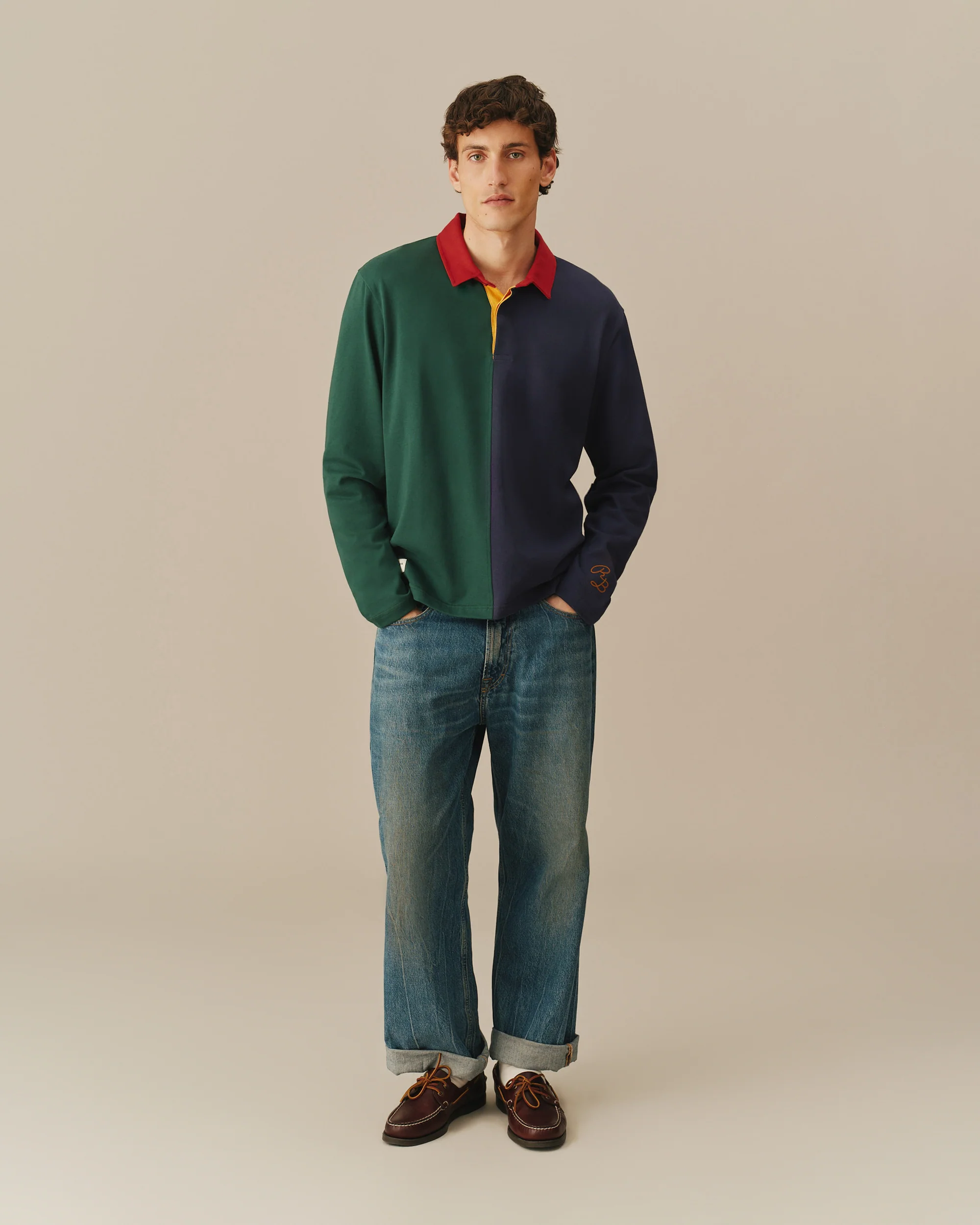 Cotton Color Blocked Rugby Primary Colorblock - Image 3