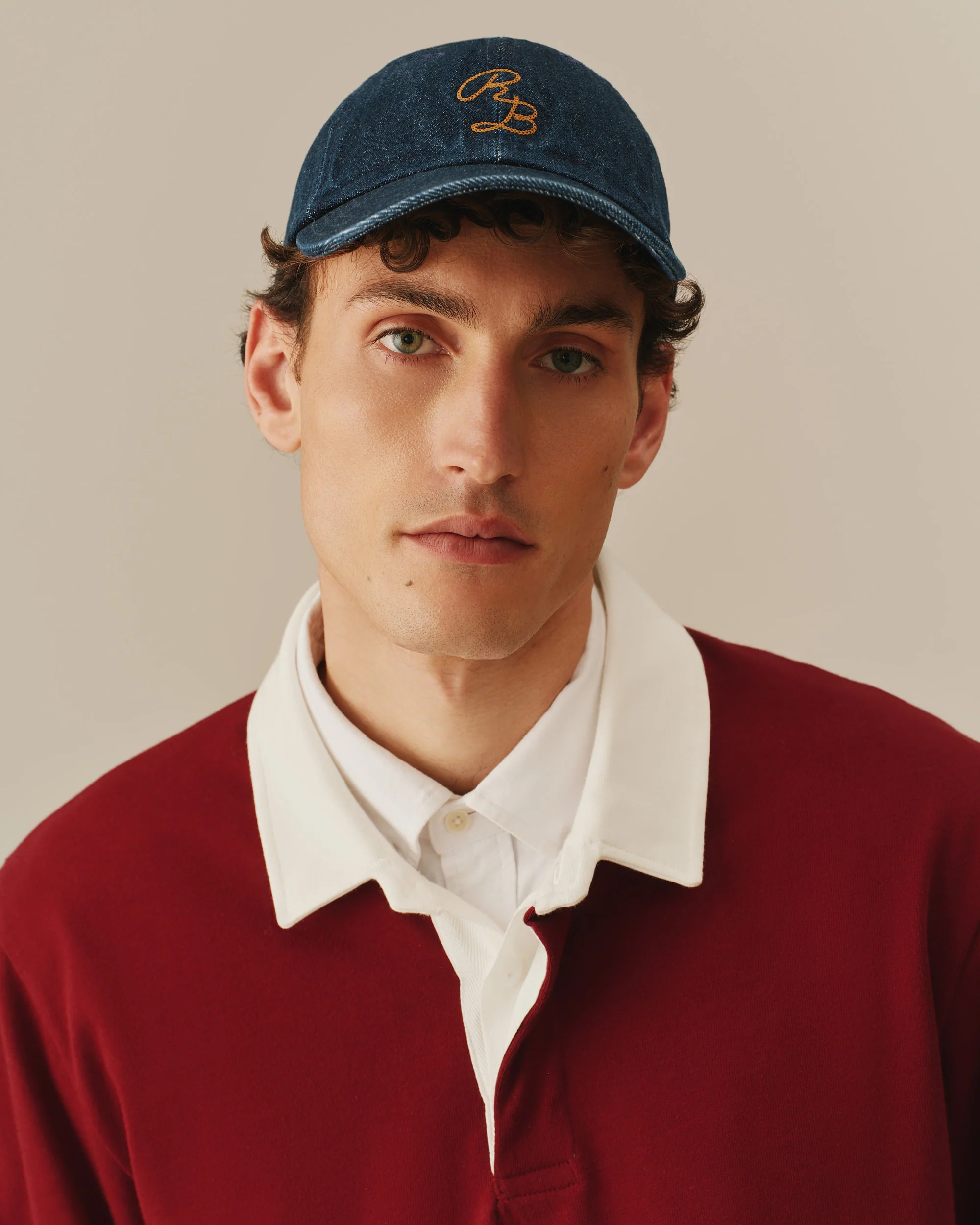 Cotton Contrast Collar Rugby Burgundy - Image 5