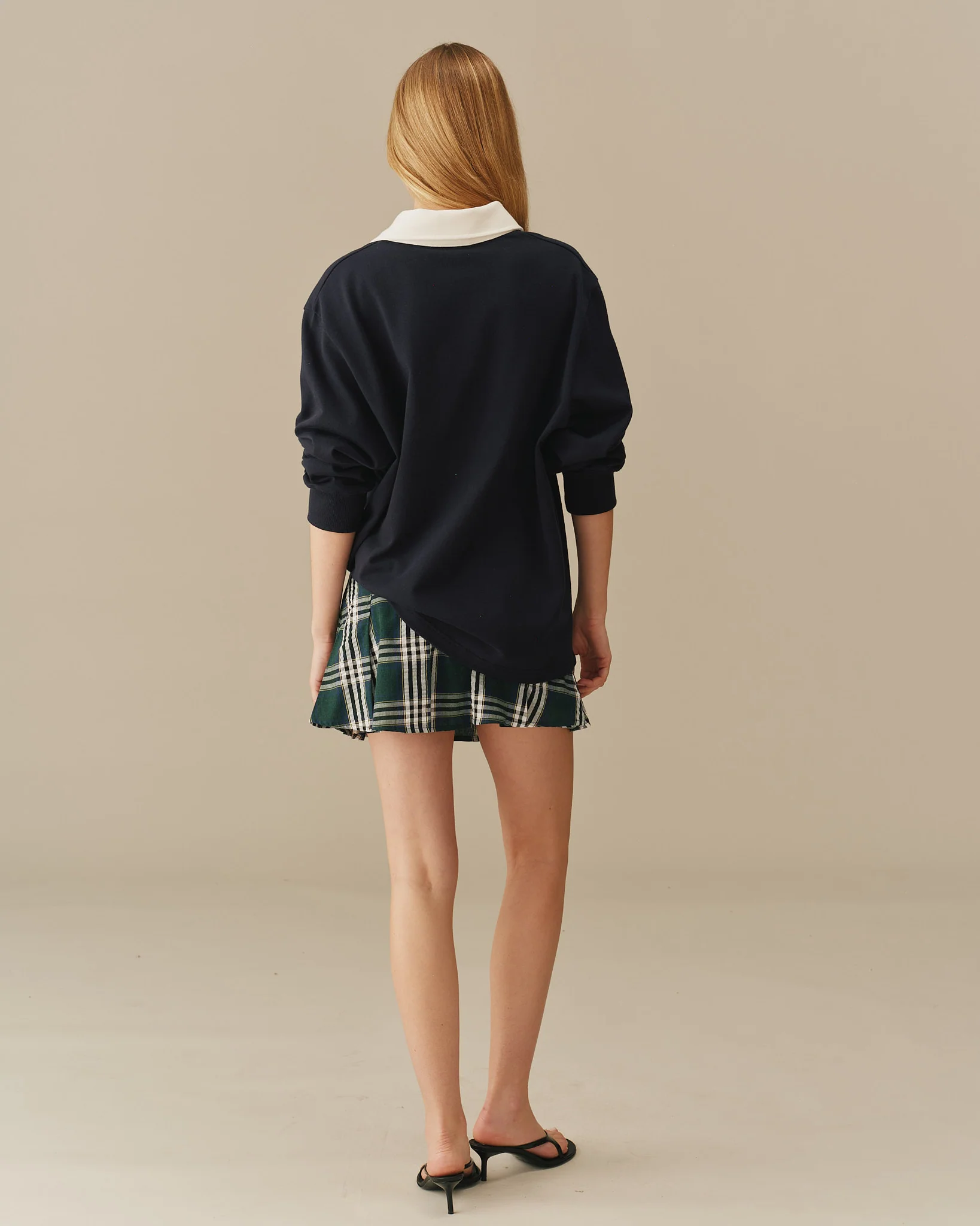 Cotton Contrast Collar Rugby Navy - Image 11