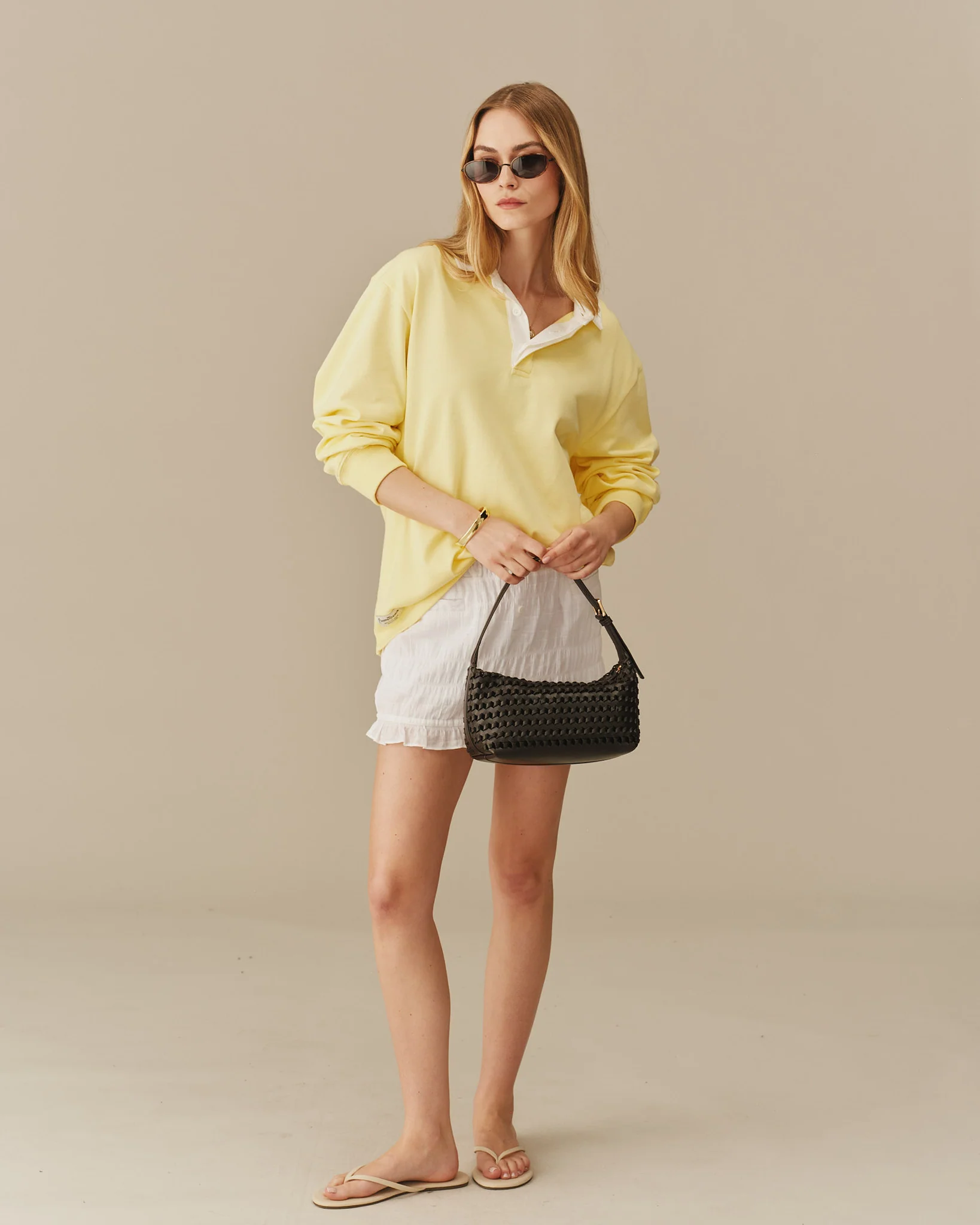 Cotton Contrast Collar Rugby Yellow - Image 6