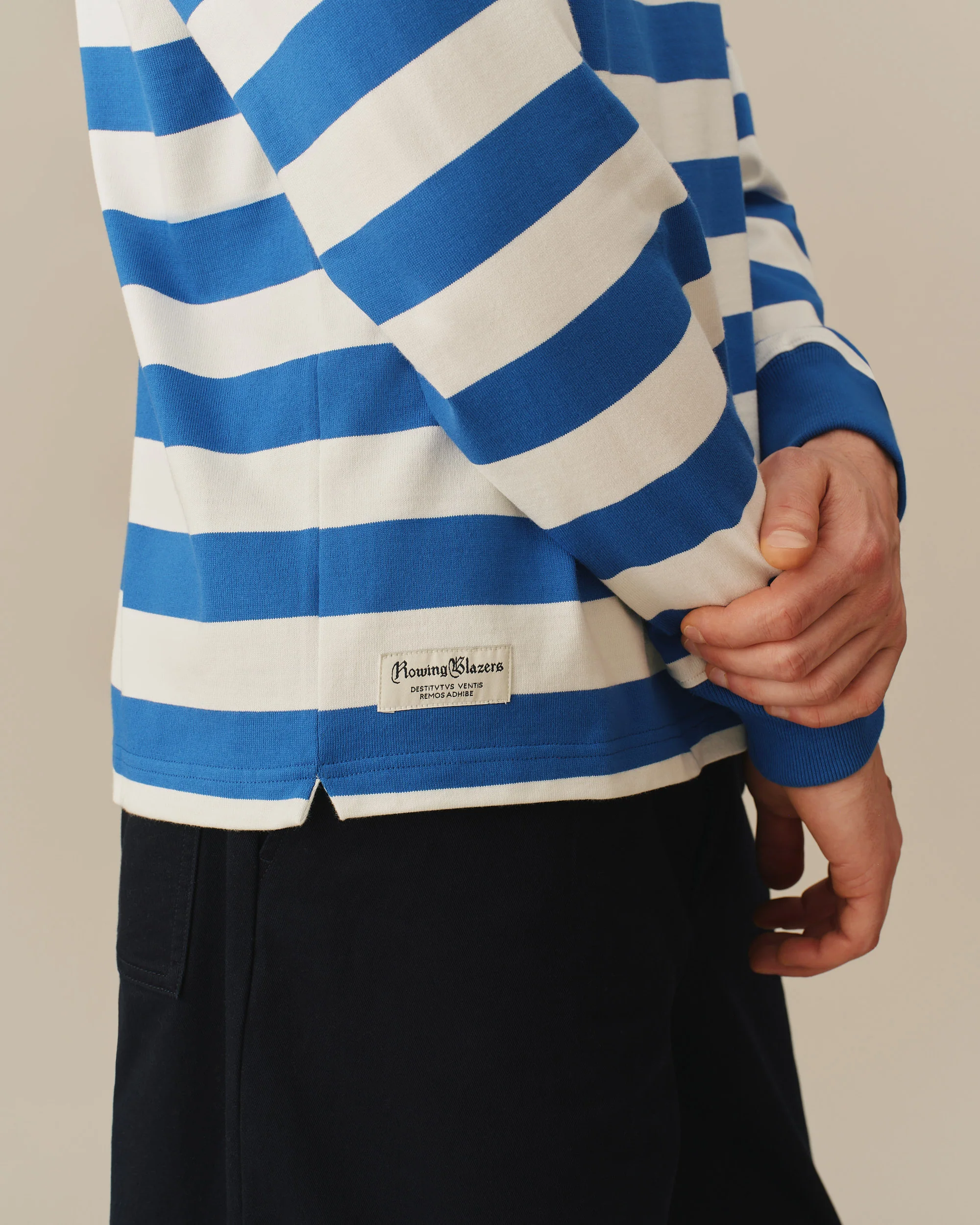 Cotton Core Stripe Rugby Cobalt Blue/White Stripe - Image 4