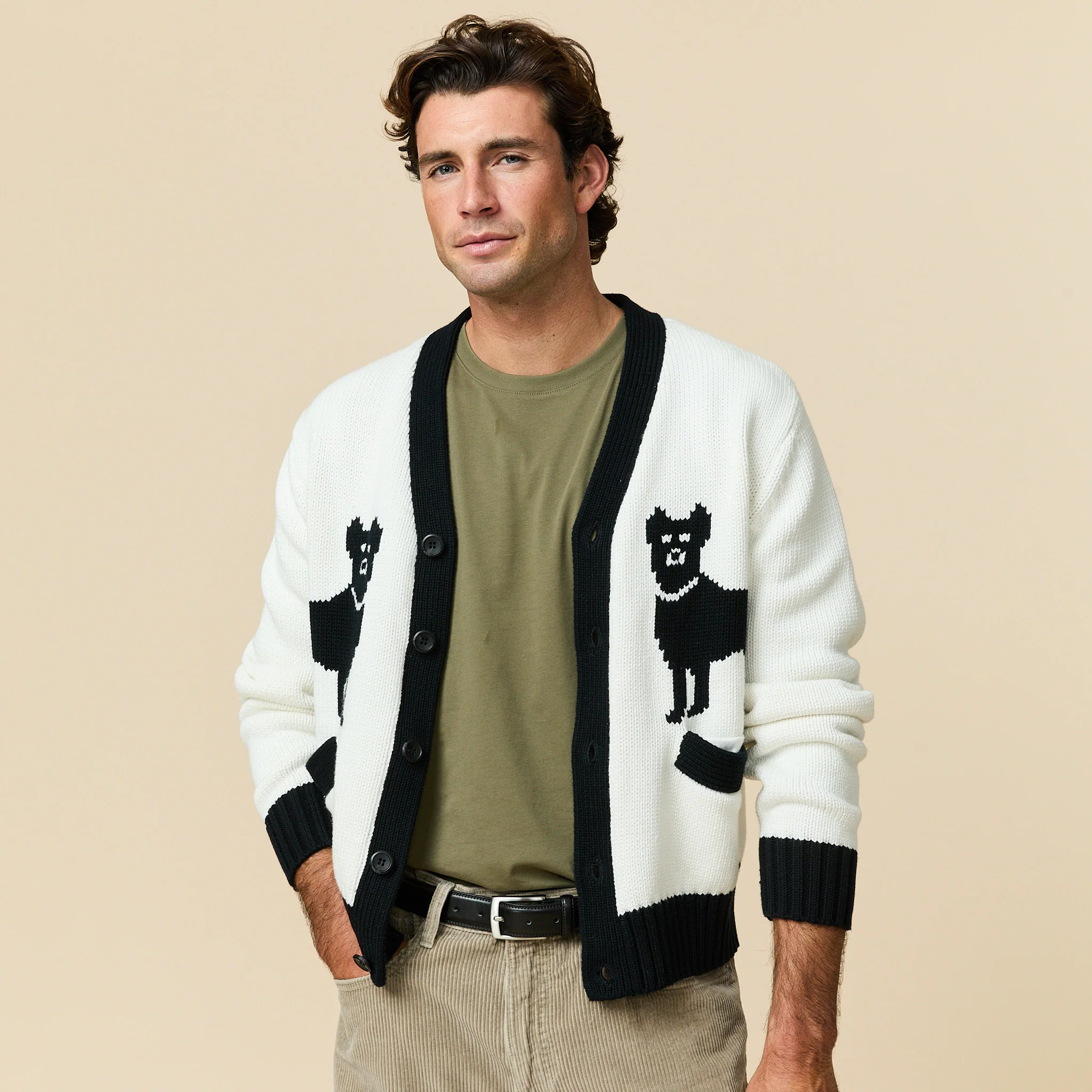 Cotton Doberman Contrast Cardigan - Image 2