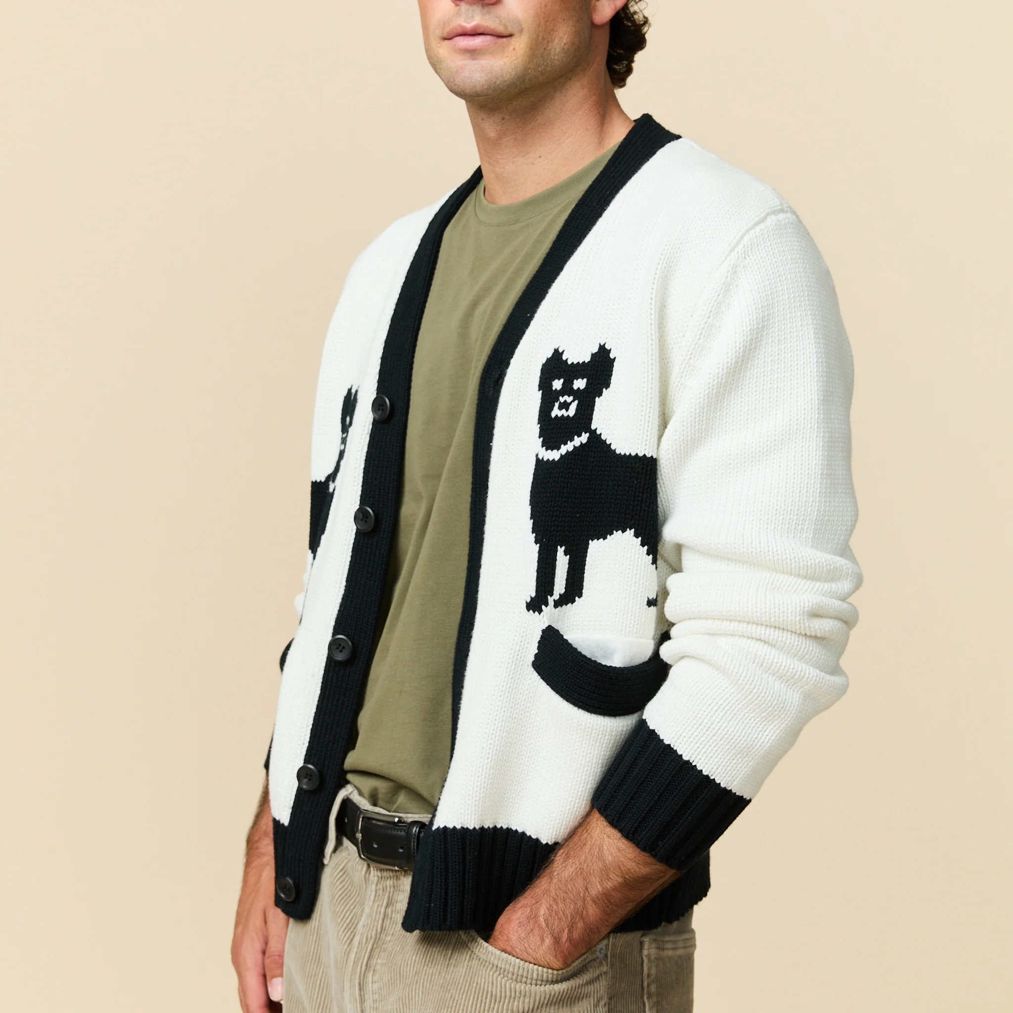 Cotton Doberman Contrast Cardigan - Image 3