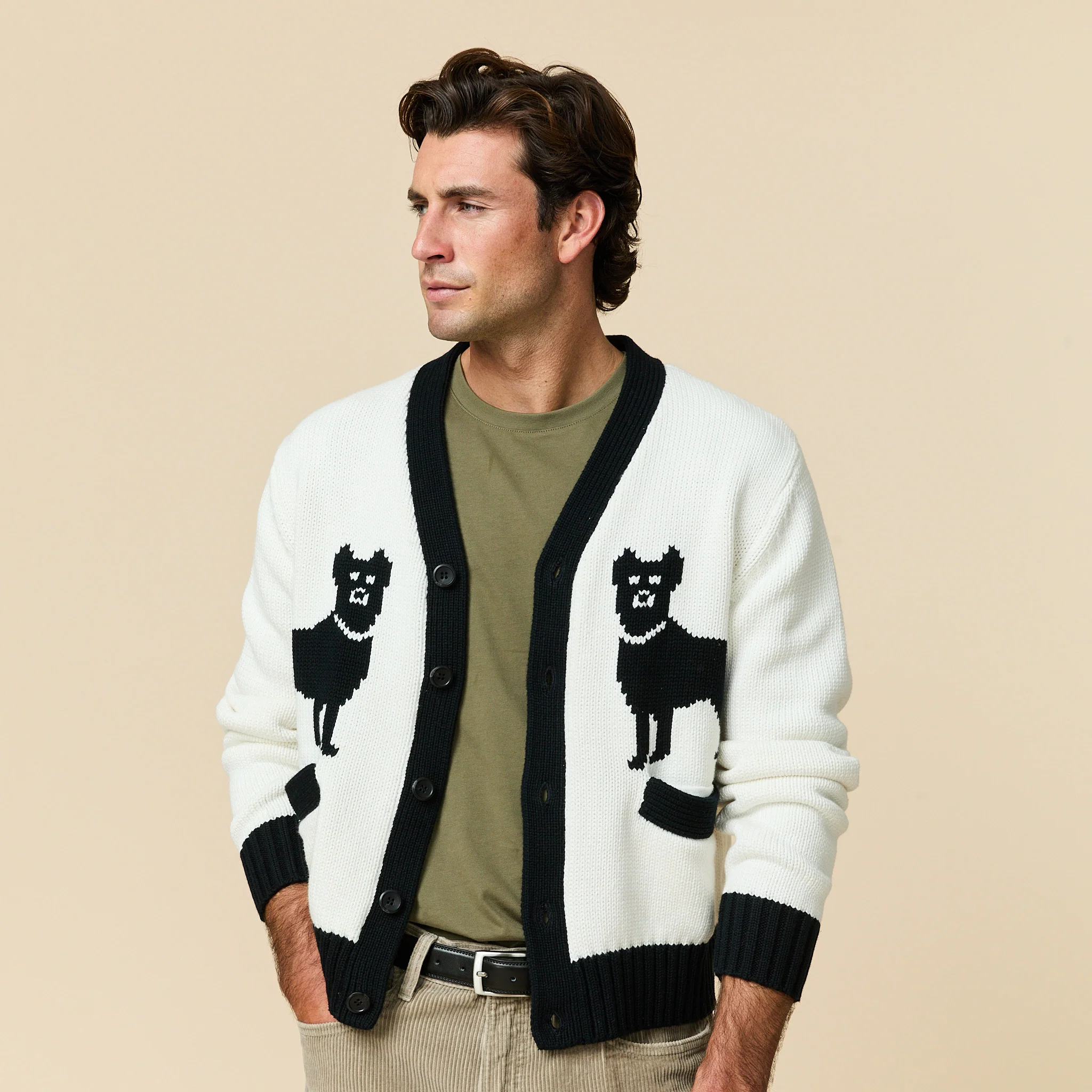 Cotton Doberman Contrast Cardigan - Image 4
