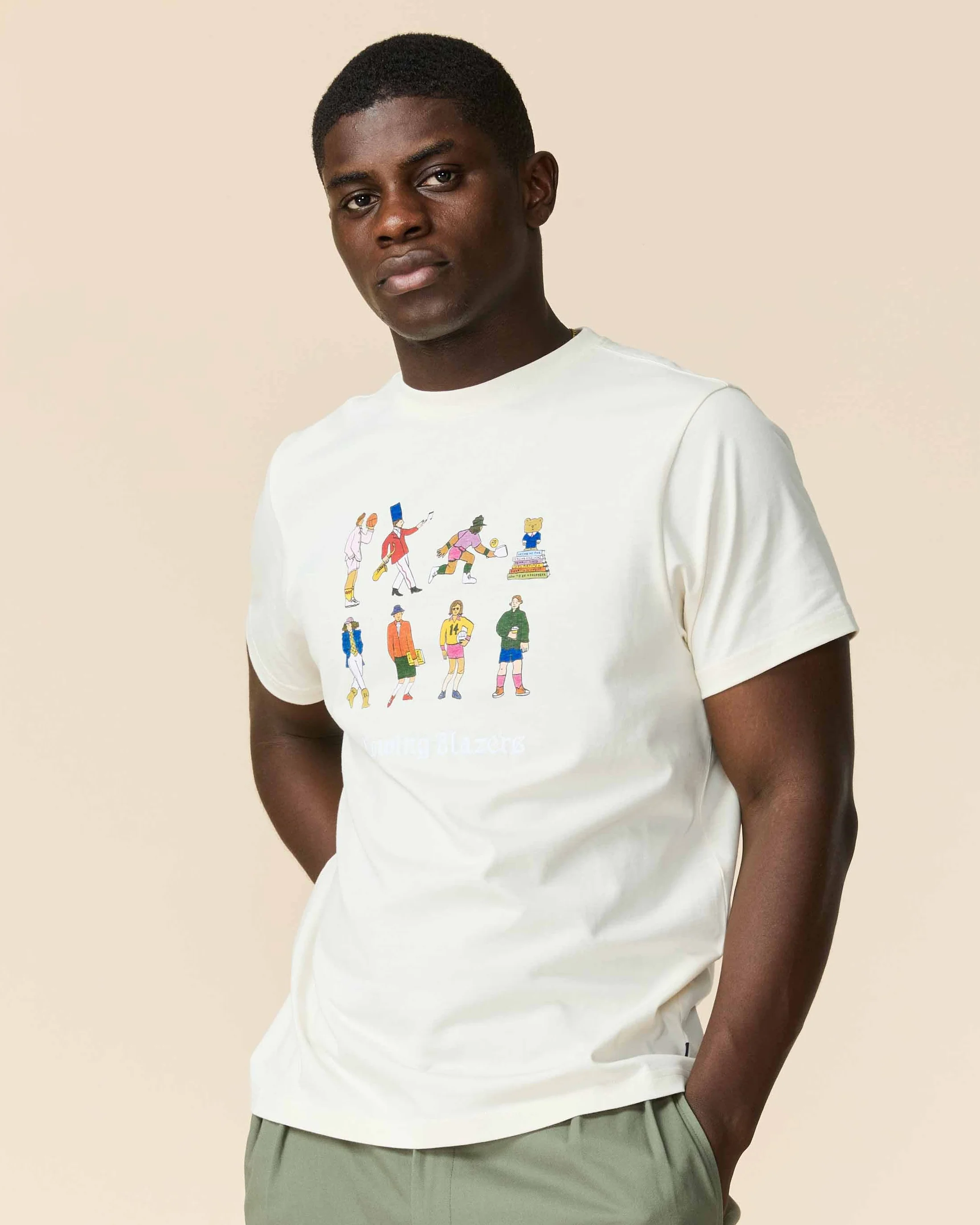 Men's Cotton Extra Curricular T-Shirt Cream - Image 2