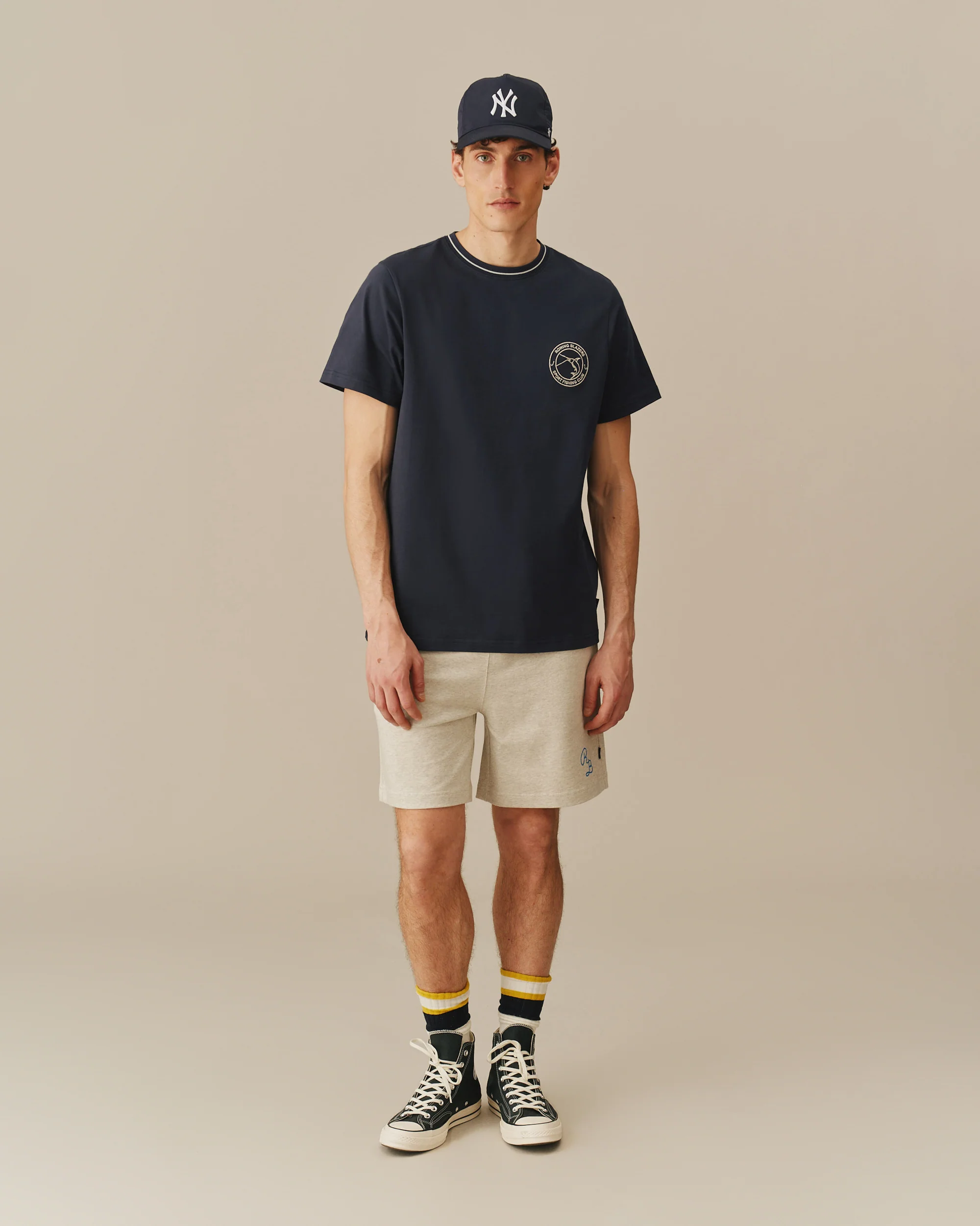 Men's Cotton Fishing Club Tee Navy - Image 2