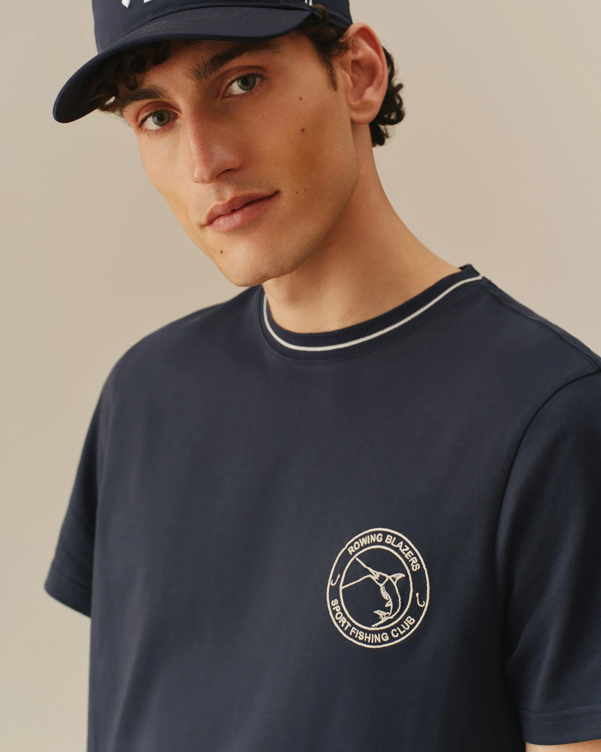 Men's Cotton Fishing Club Tee Navy - Image 3