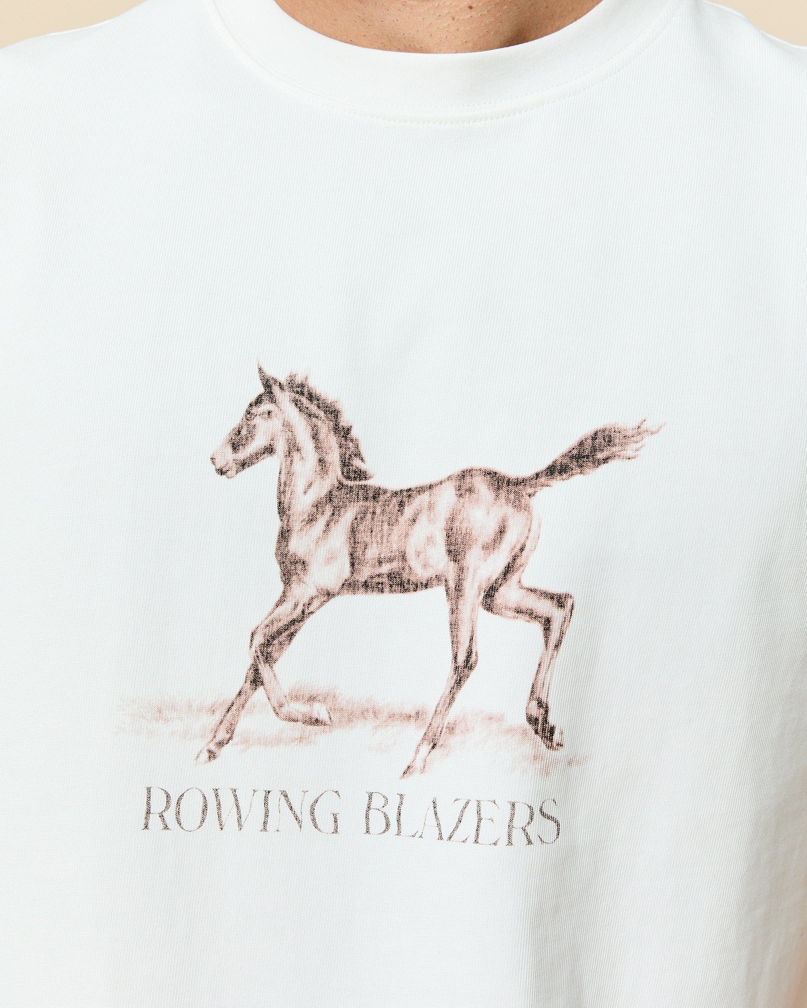 Men's Cotton Horse Tee Cream - Image 4