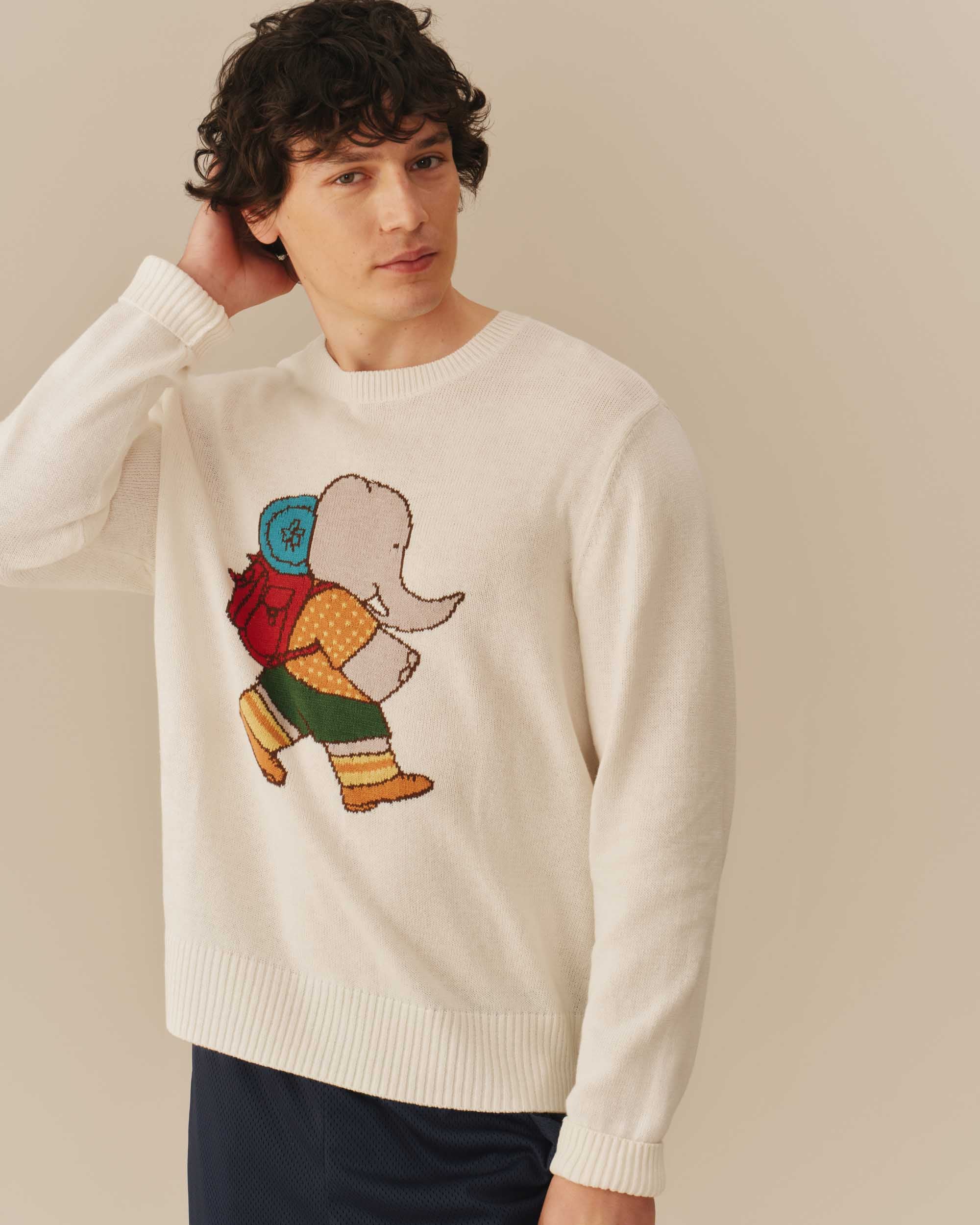 Cotton Linen Babar Sweater Cream