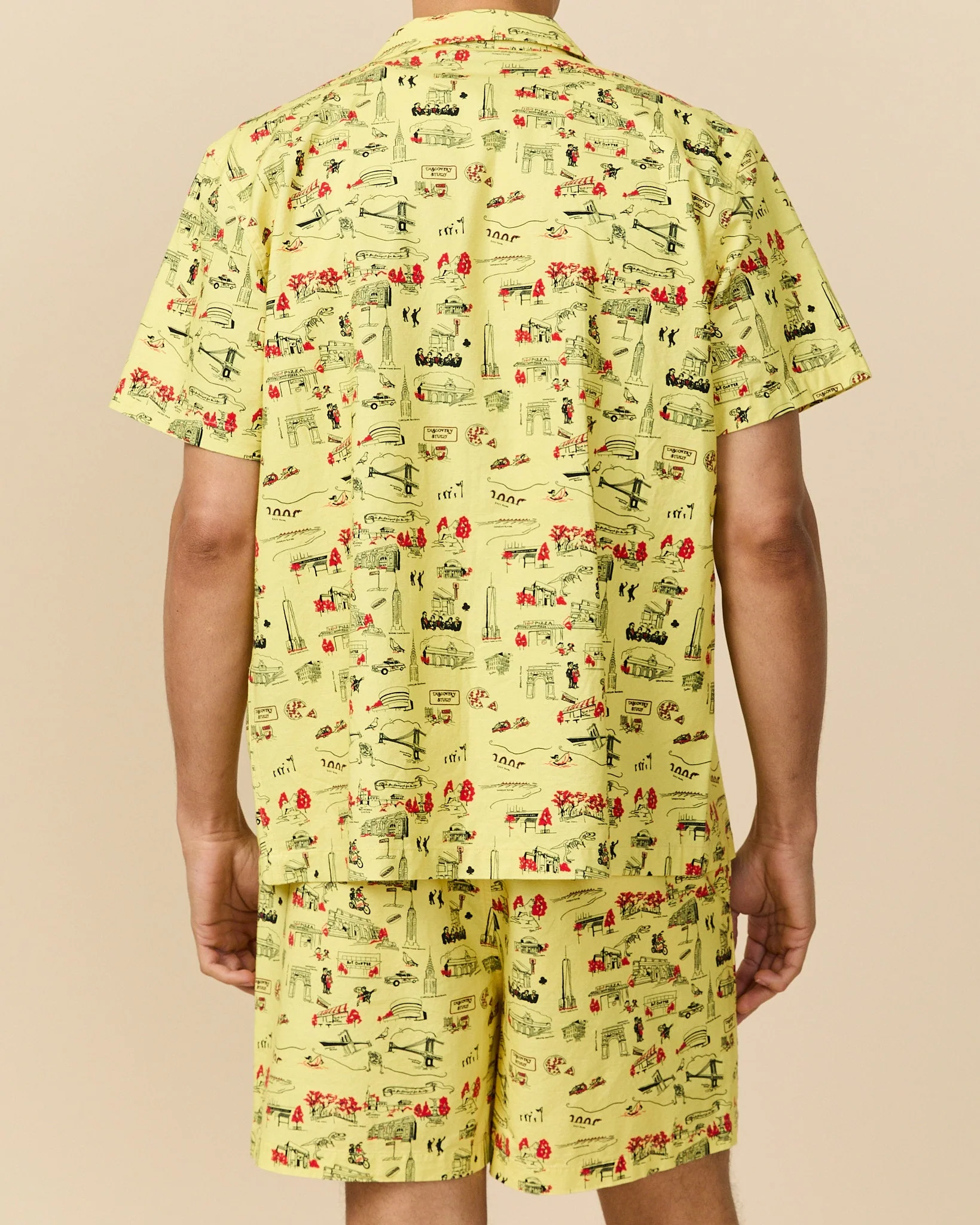 Men's Cotton Linen Camp Shirt NYC Map Print - Image 5