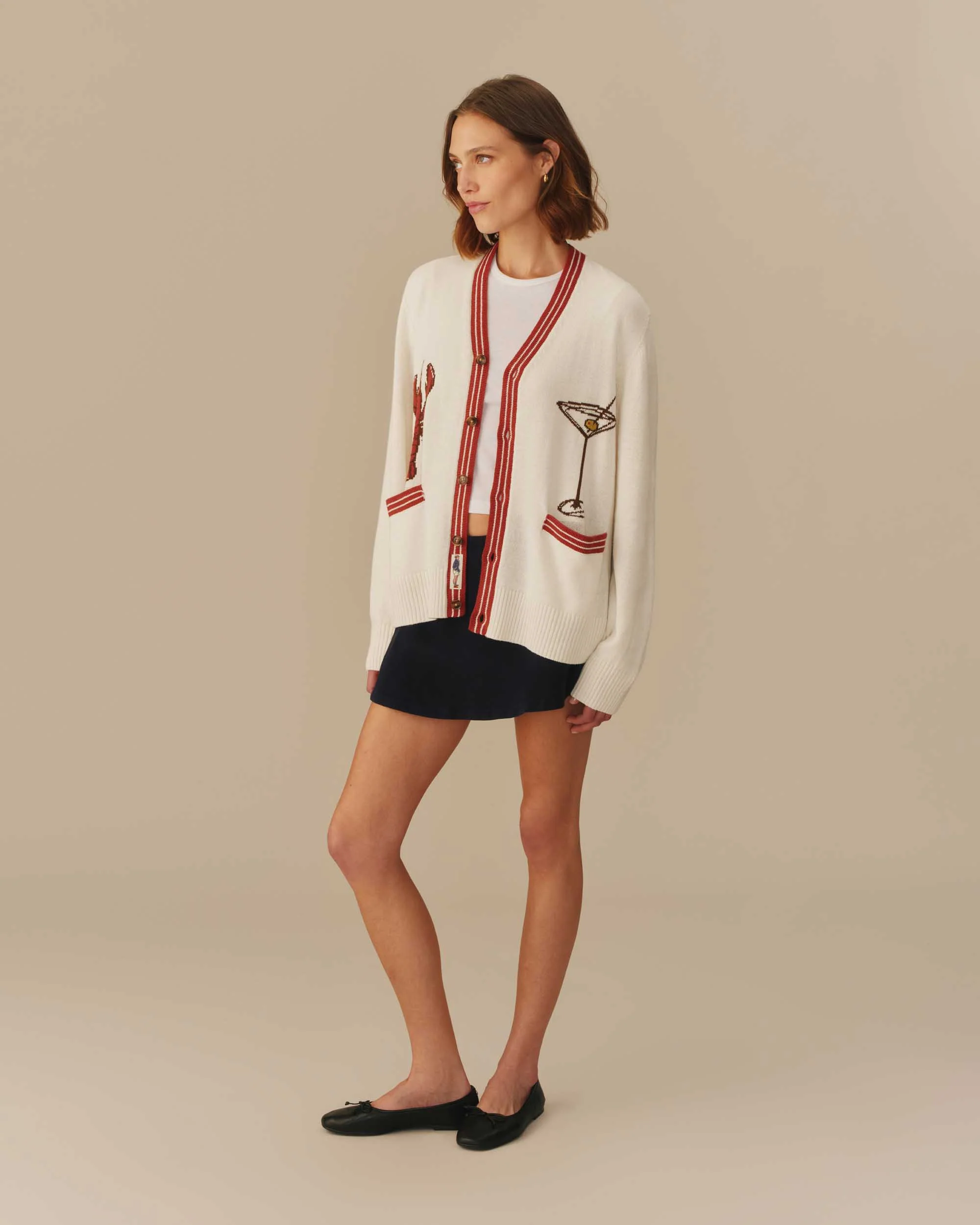 Cotton Linen Lobster Cardigan Cream - Image 10