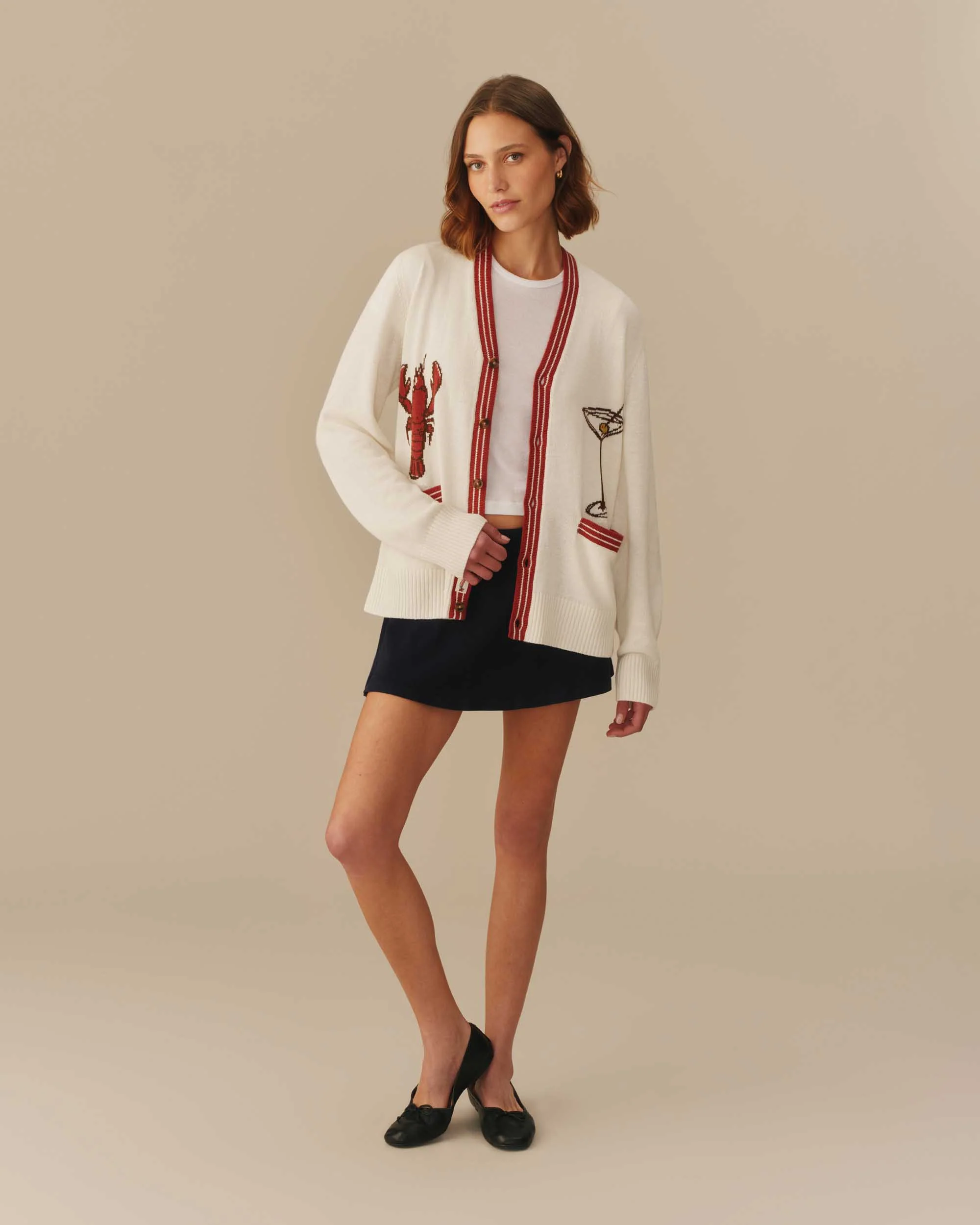Cotton Linen Lobster Cardigan Cream - Image 9