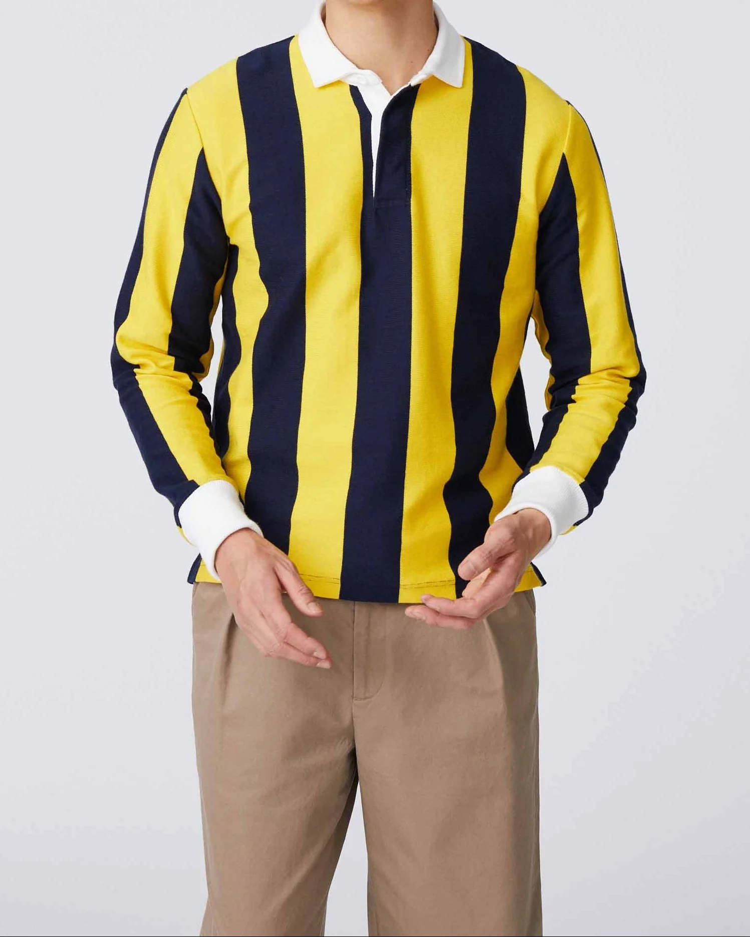 Cotton Navy And Gold Stripe Rugby Navy Gold - Image 2