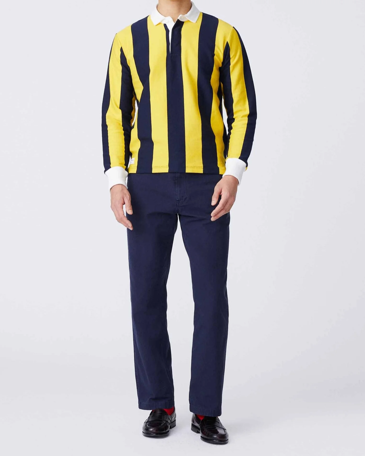 Cotton Navy And Gold Stripe Rugby Navy Gold - Image 3
