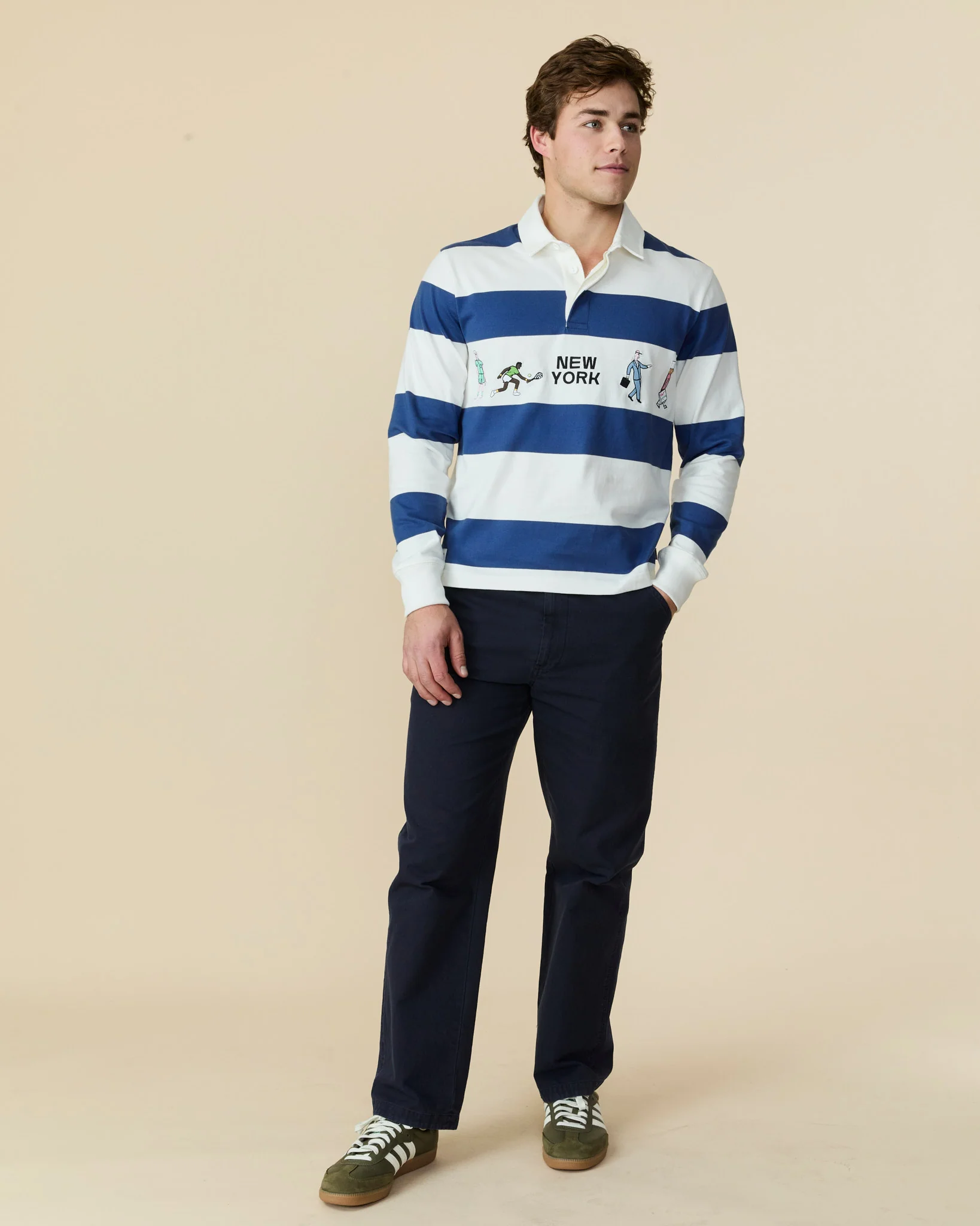 Cotton New York Rugby Blue White Stripe - Image 6