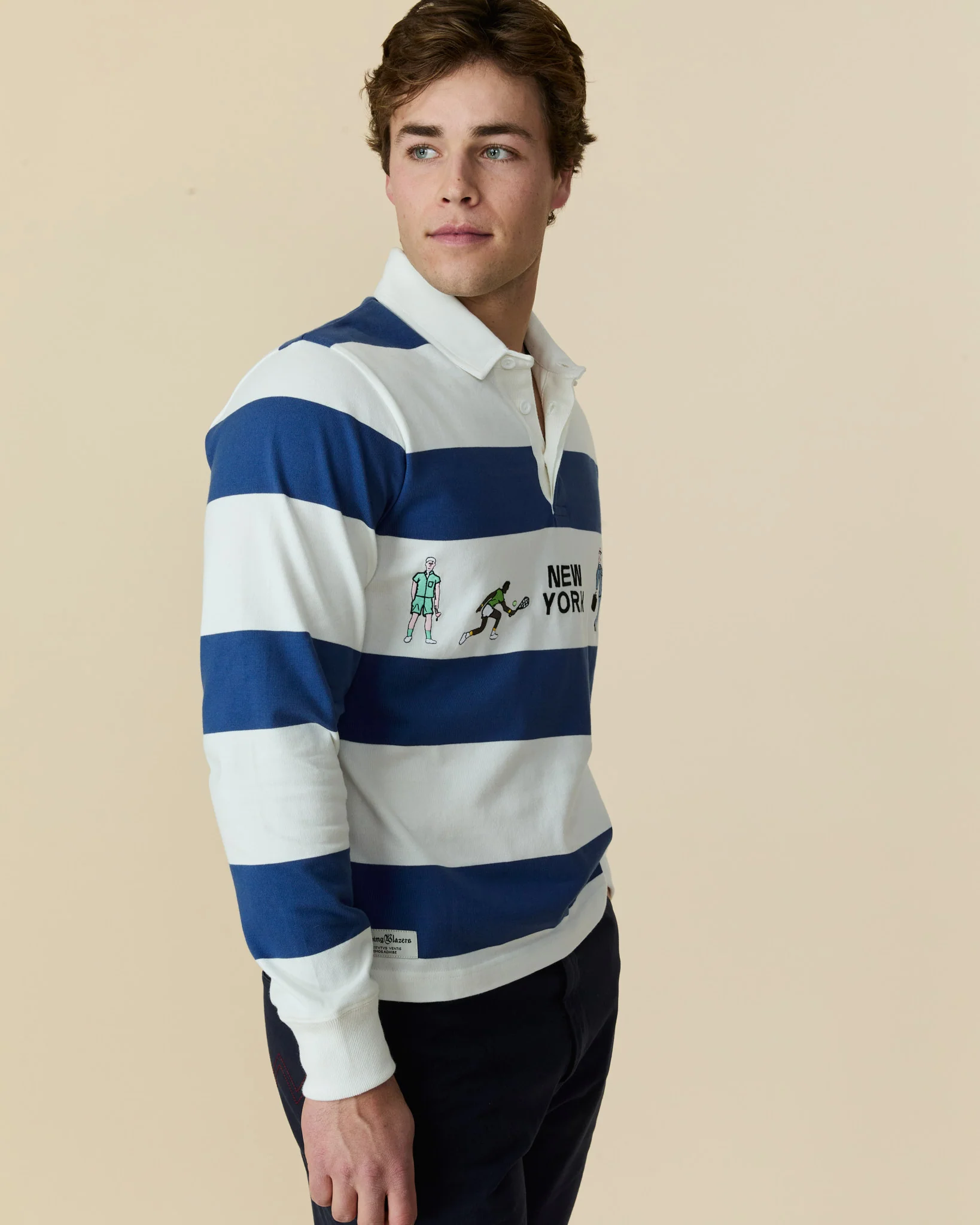 Cotton New York Rugby Blue White Stripe - Image 7