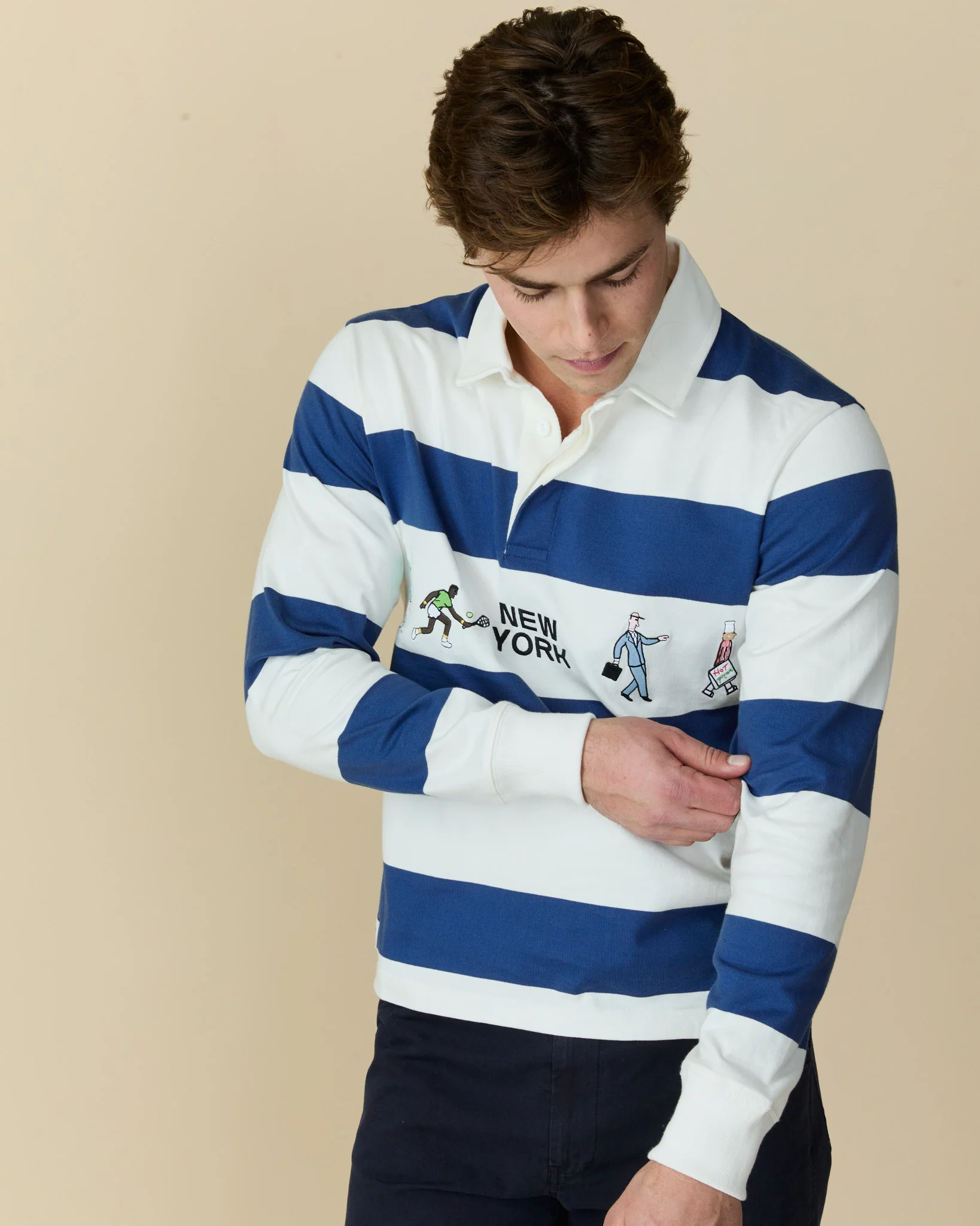 Cotton New York Rugby Blue White Stripe - Image 9