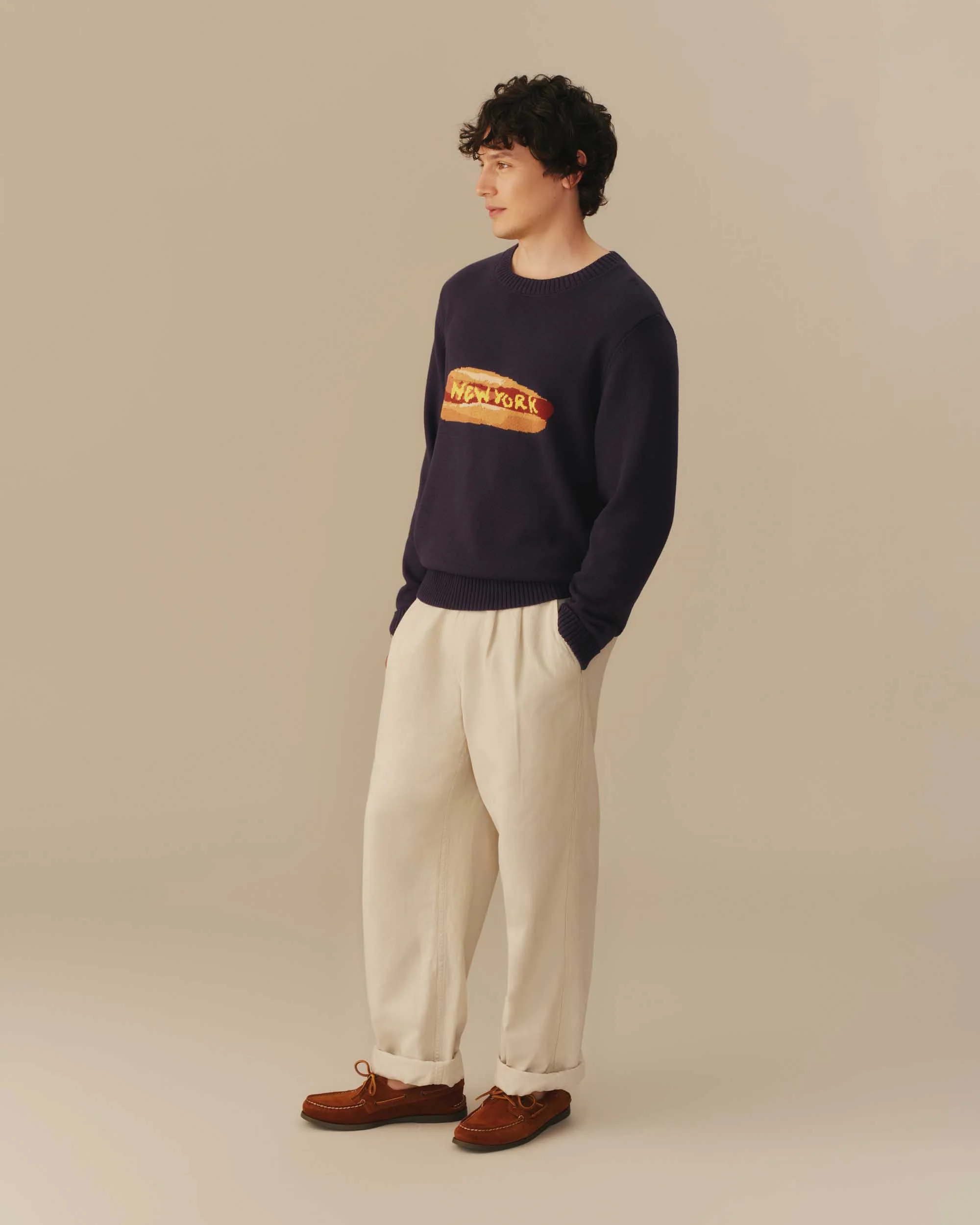Cotton NY Hot Dog Sweater Navy - Image 3