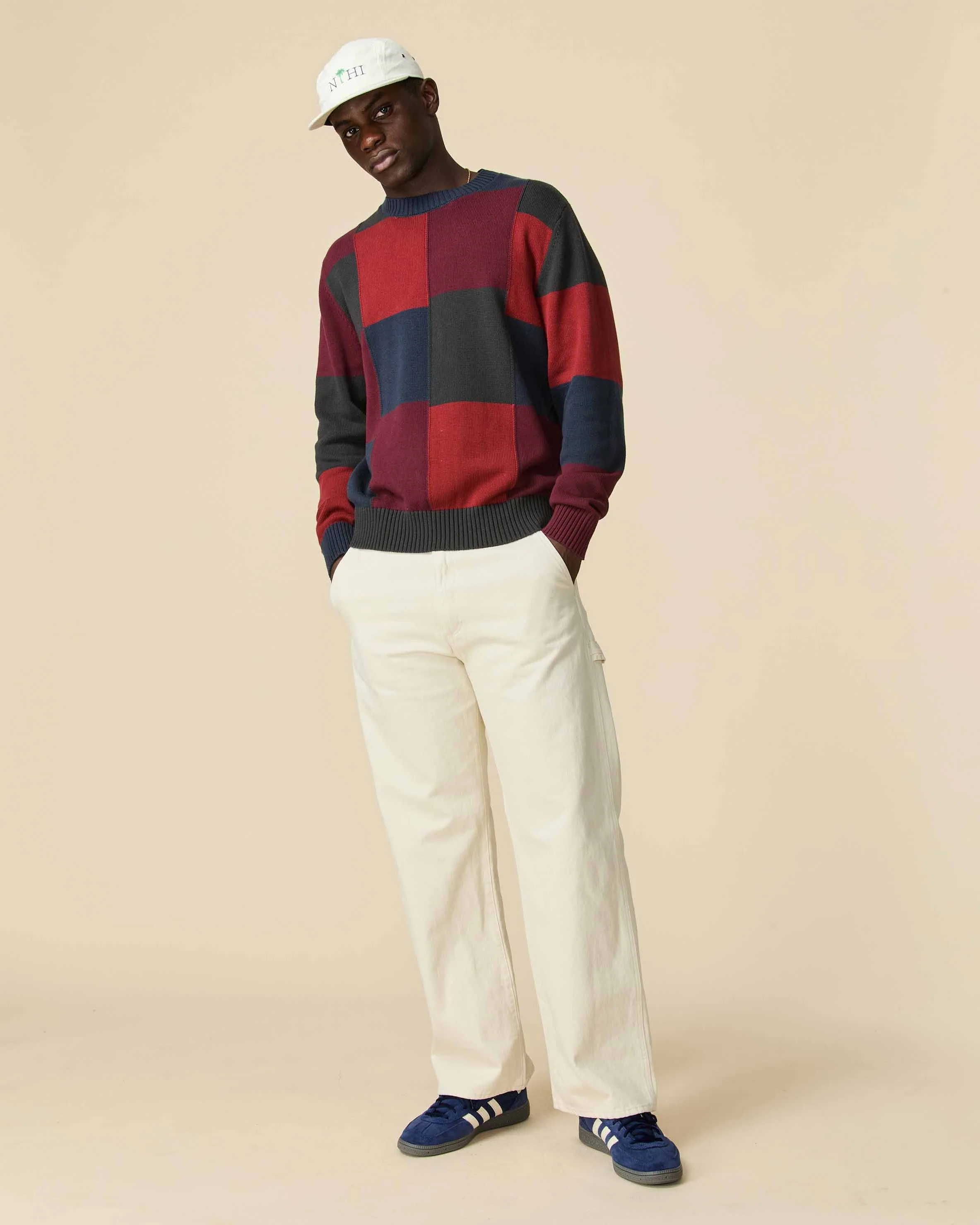 Cotton Patchwork Sweater Brick Patchwork - Image 3