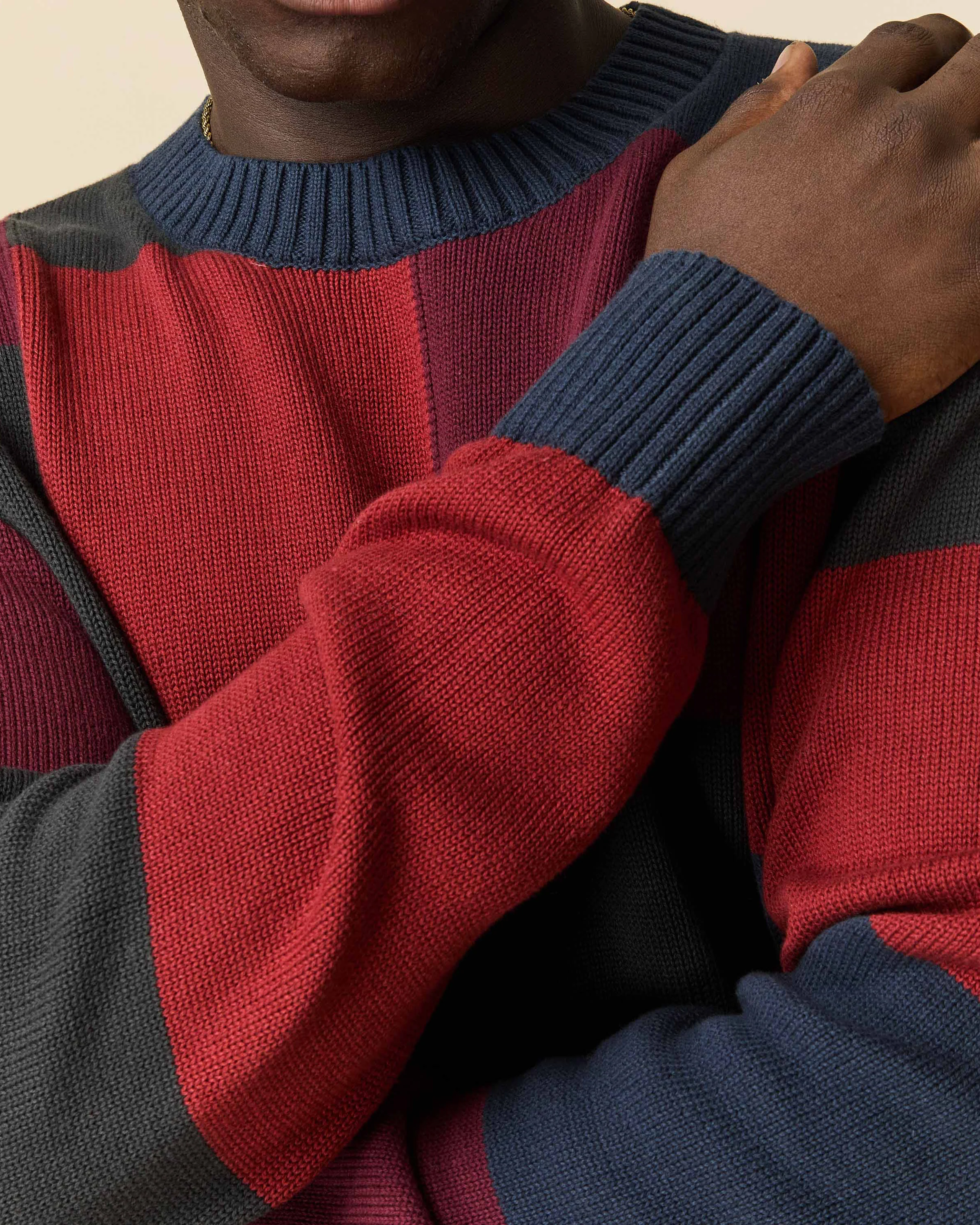 Cotton Patchwork Sweater Brick Patchwork - Image 4