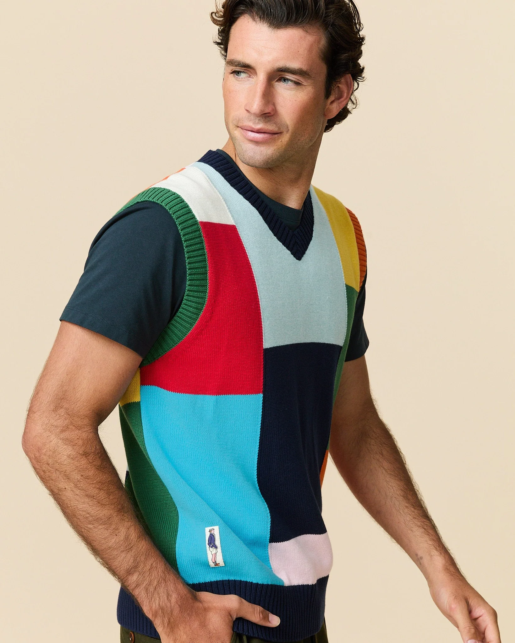 Cotton Patchwork Vest Multicolor Block - Image 2