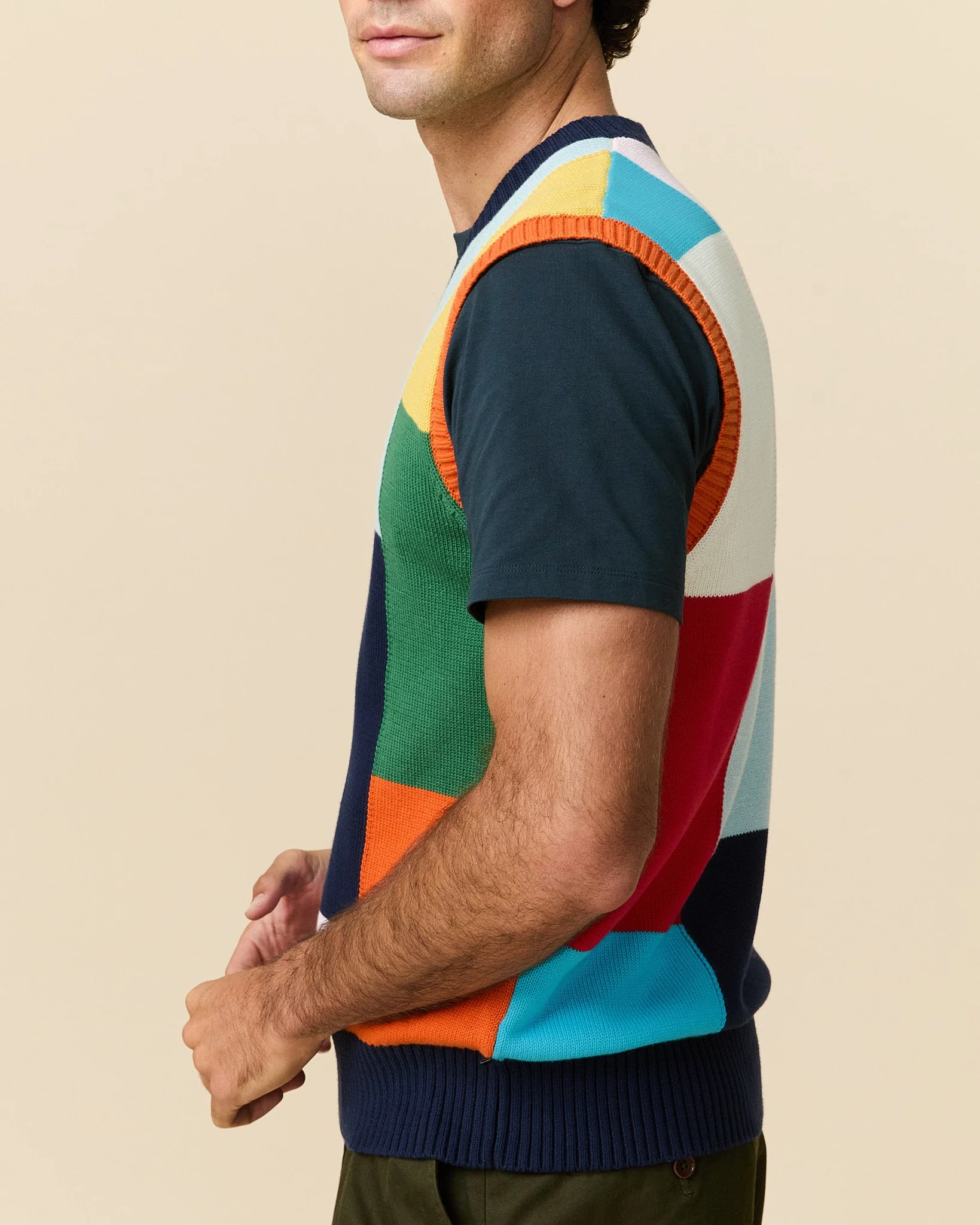 Cotton Patchwork Vest Multicolor Block - Image 4