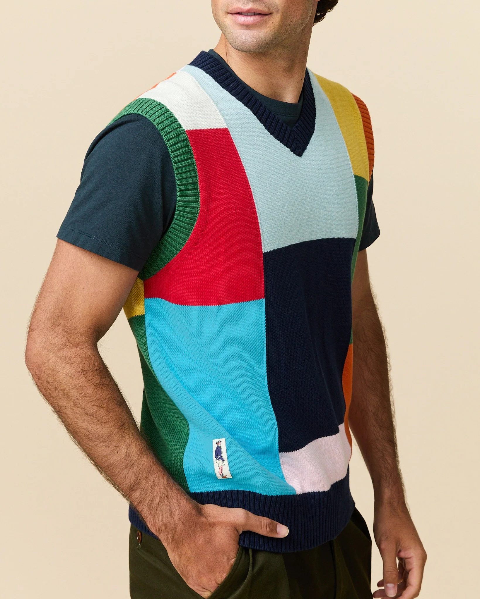 Cotton Patchwork Vest Multicolor Block - Image 5