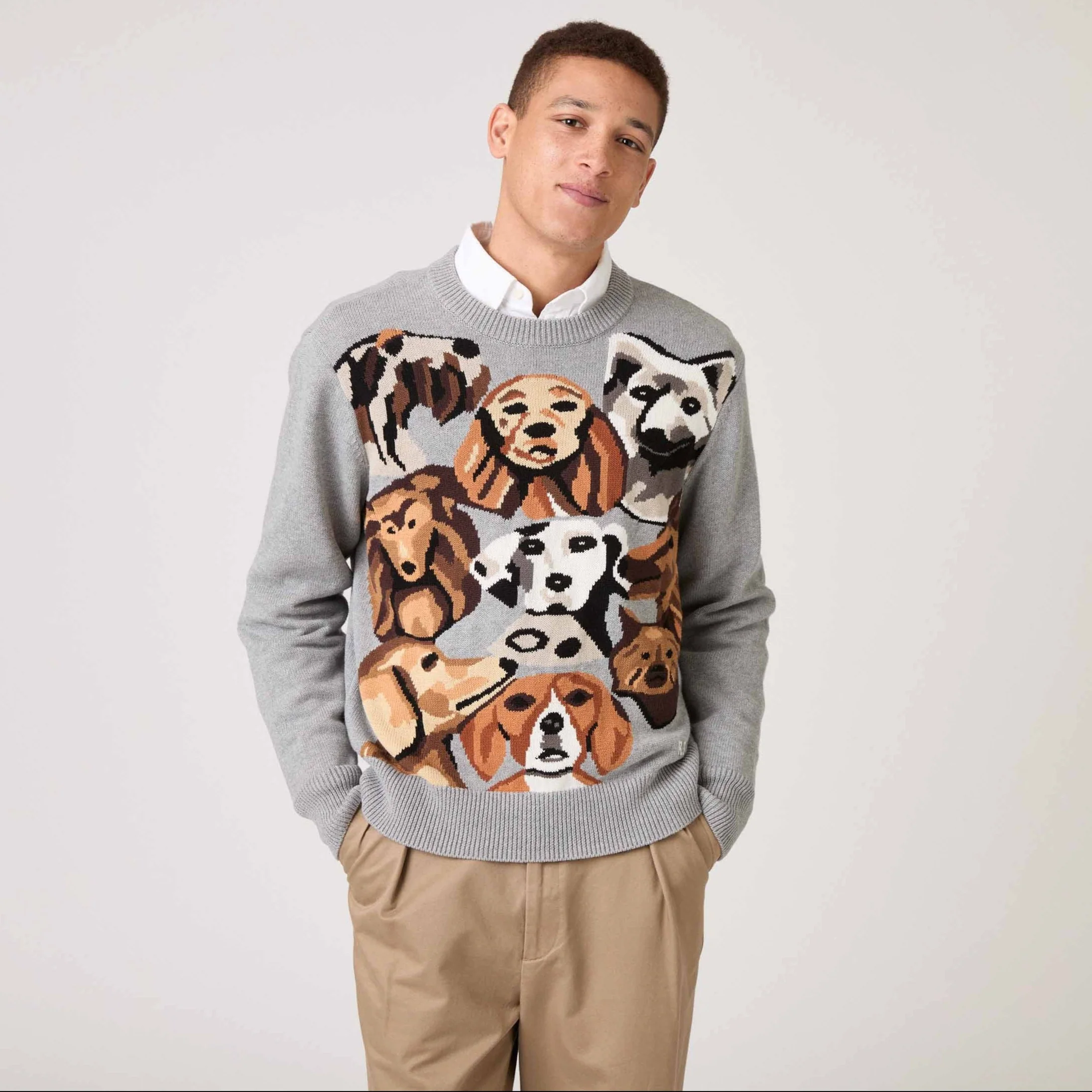 Cotton Pile of Dogs Sweater Heather Grey - Image 2