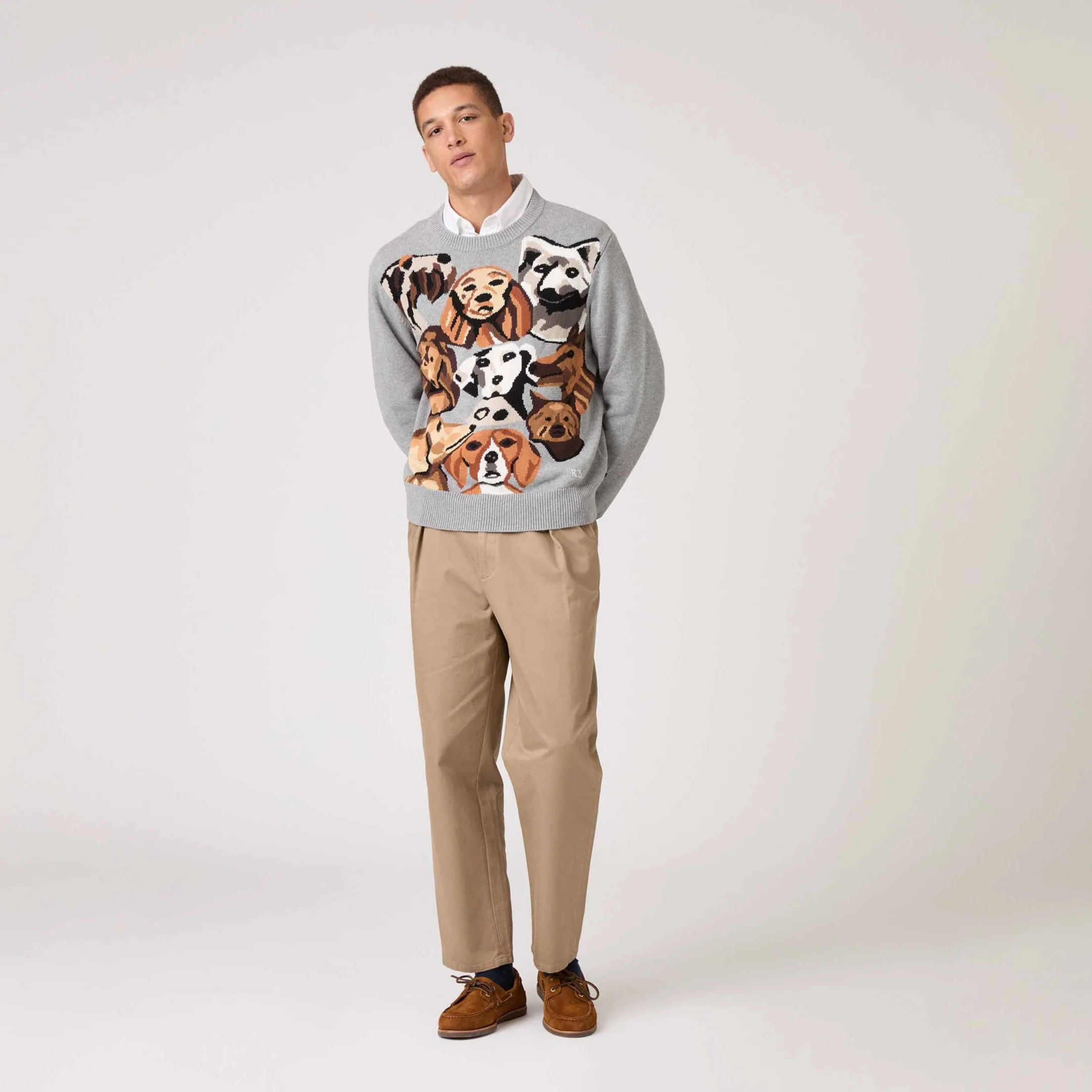 Cotton Pile of Dogs Sweater Heather Grey - Image 3