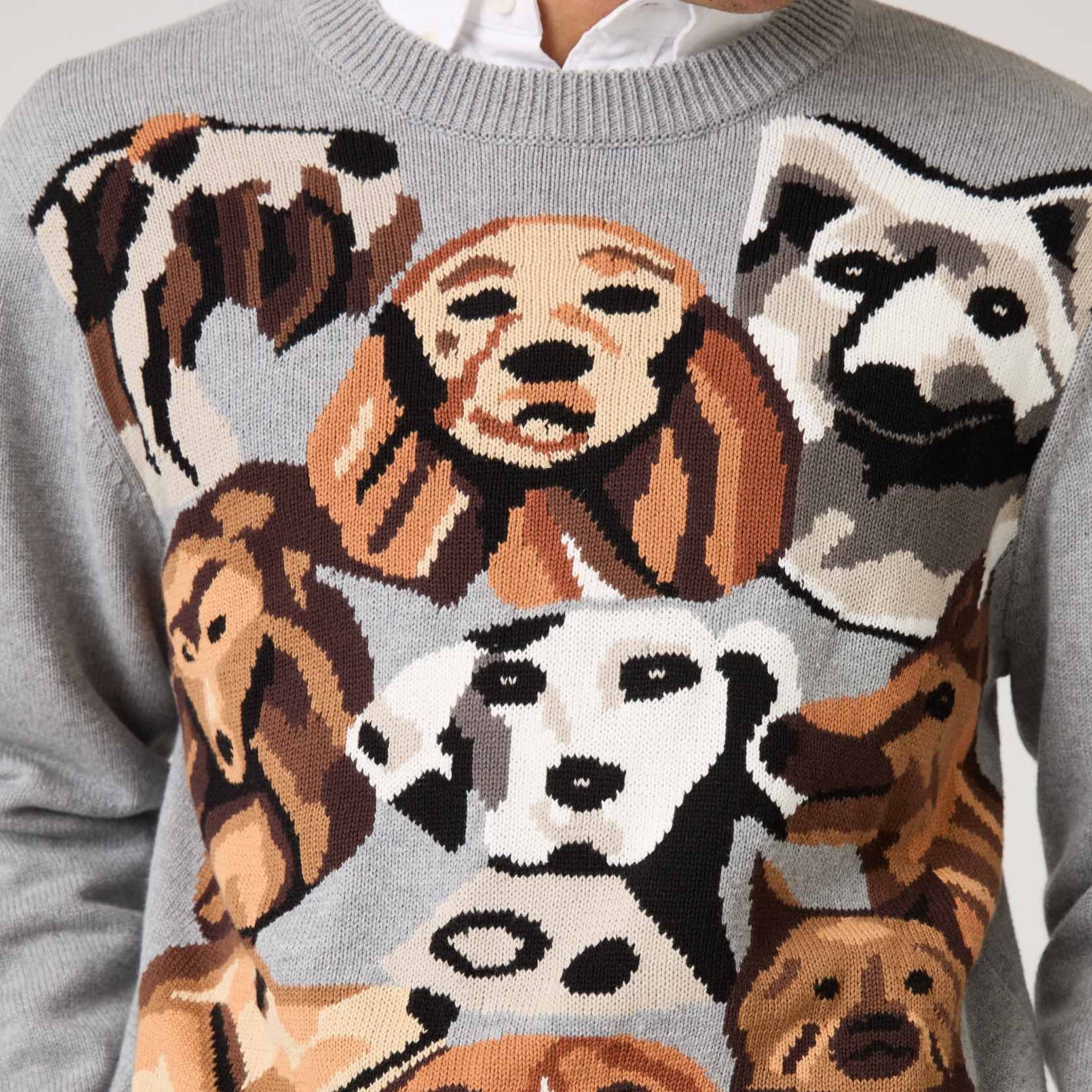 Cotton Pile of Dogs Sweater Heather Grey - Image 4