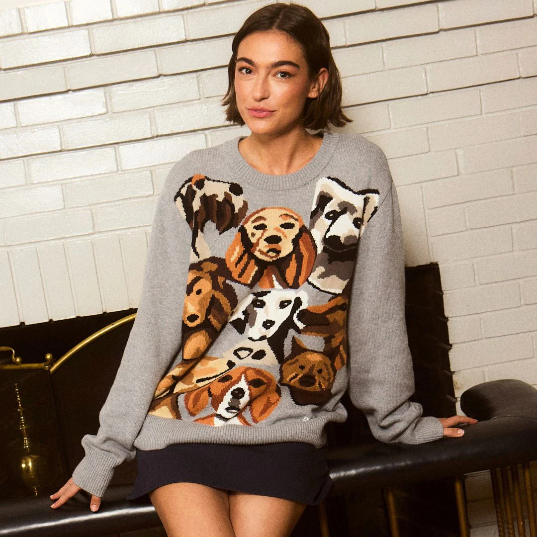 Cotton Pile of Dogs Sweater Heather Grey - Image 5