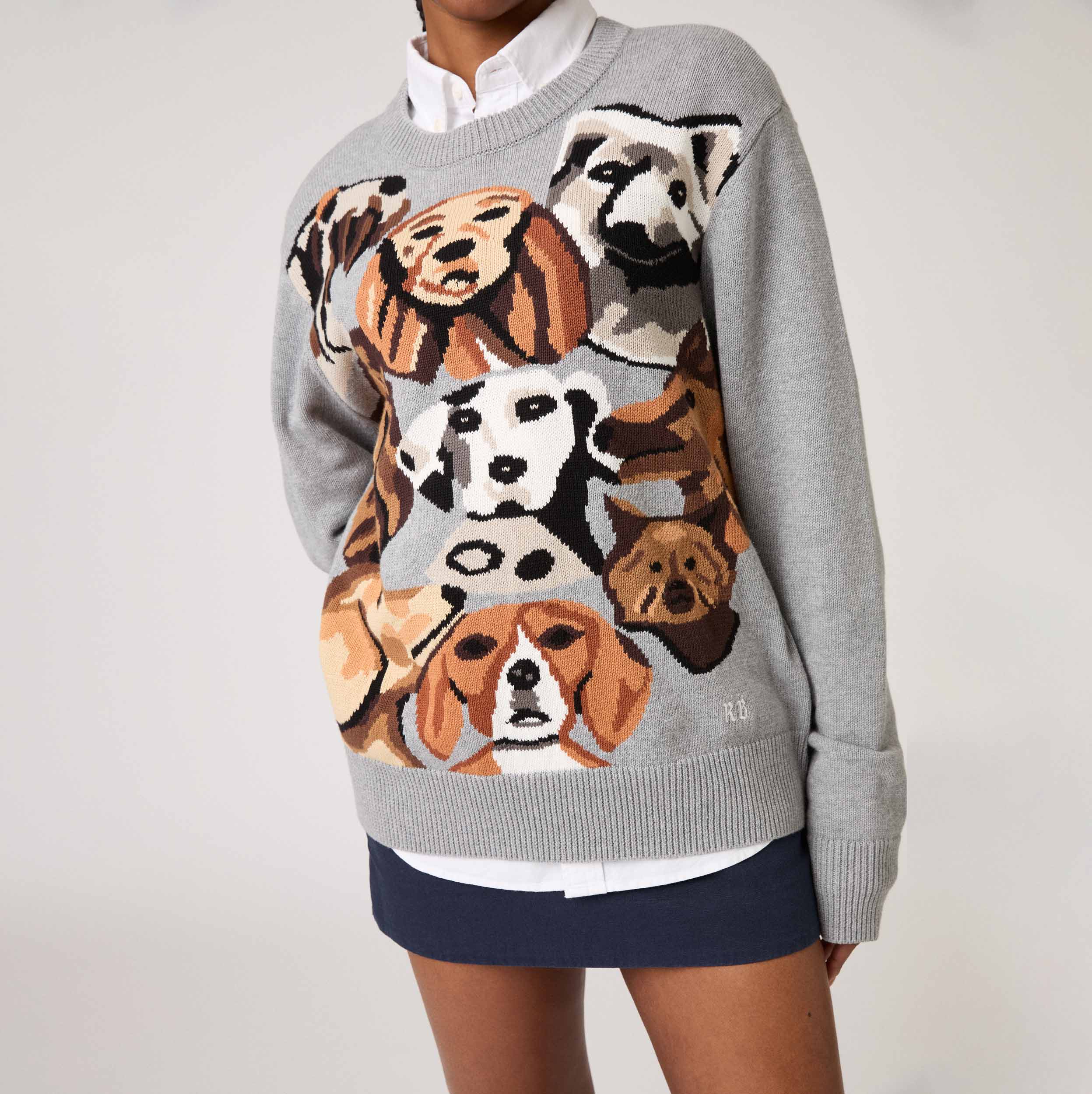 Cotton Pile of Dogs Sweater Heather Grey - Image 7