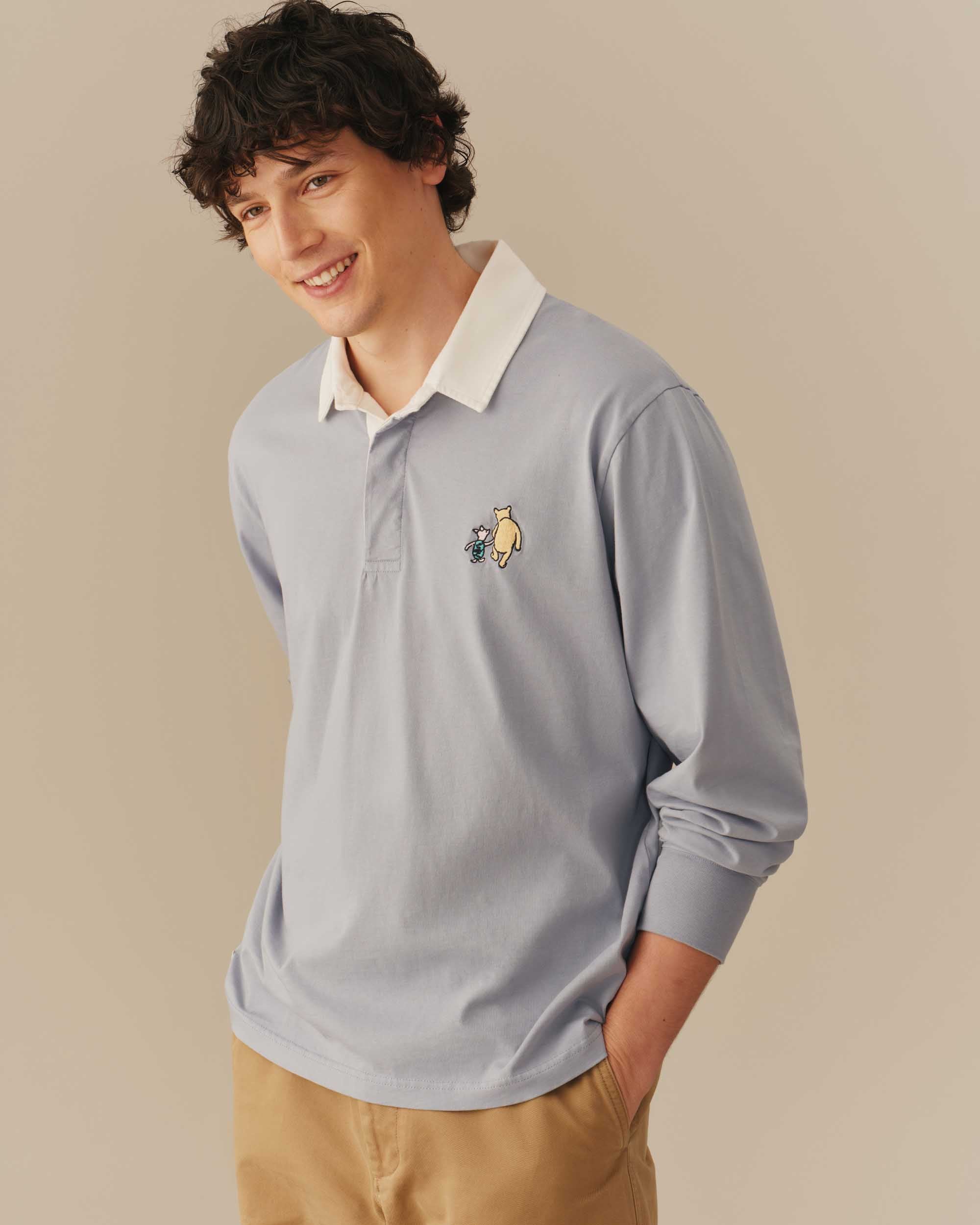 Cotton Winnie-the-Pooh & Piglet Rugby Blue - Image 4