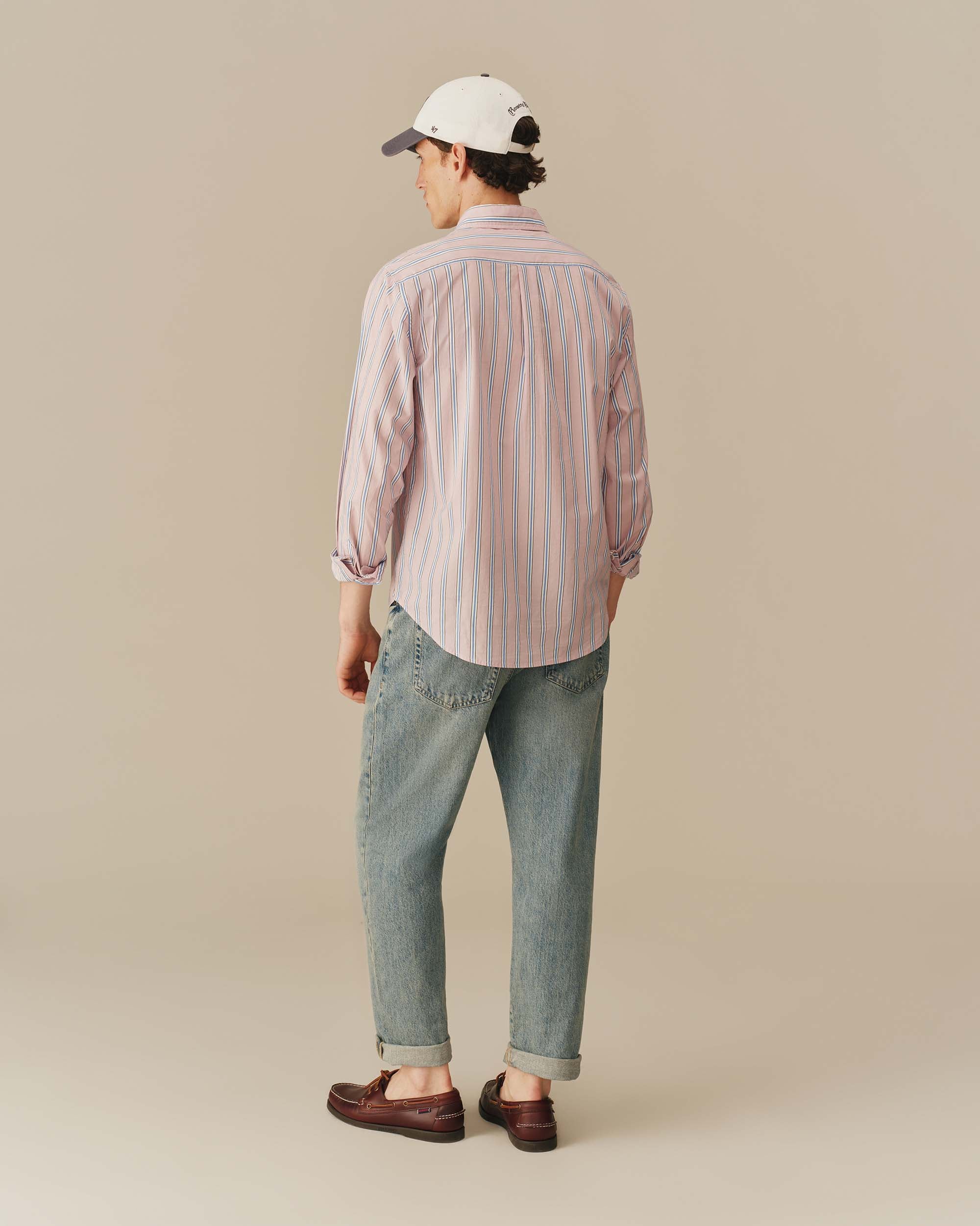 Men's Cotton Running Stripe Shirt Pink - Image 5