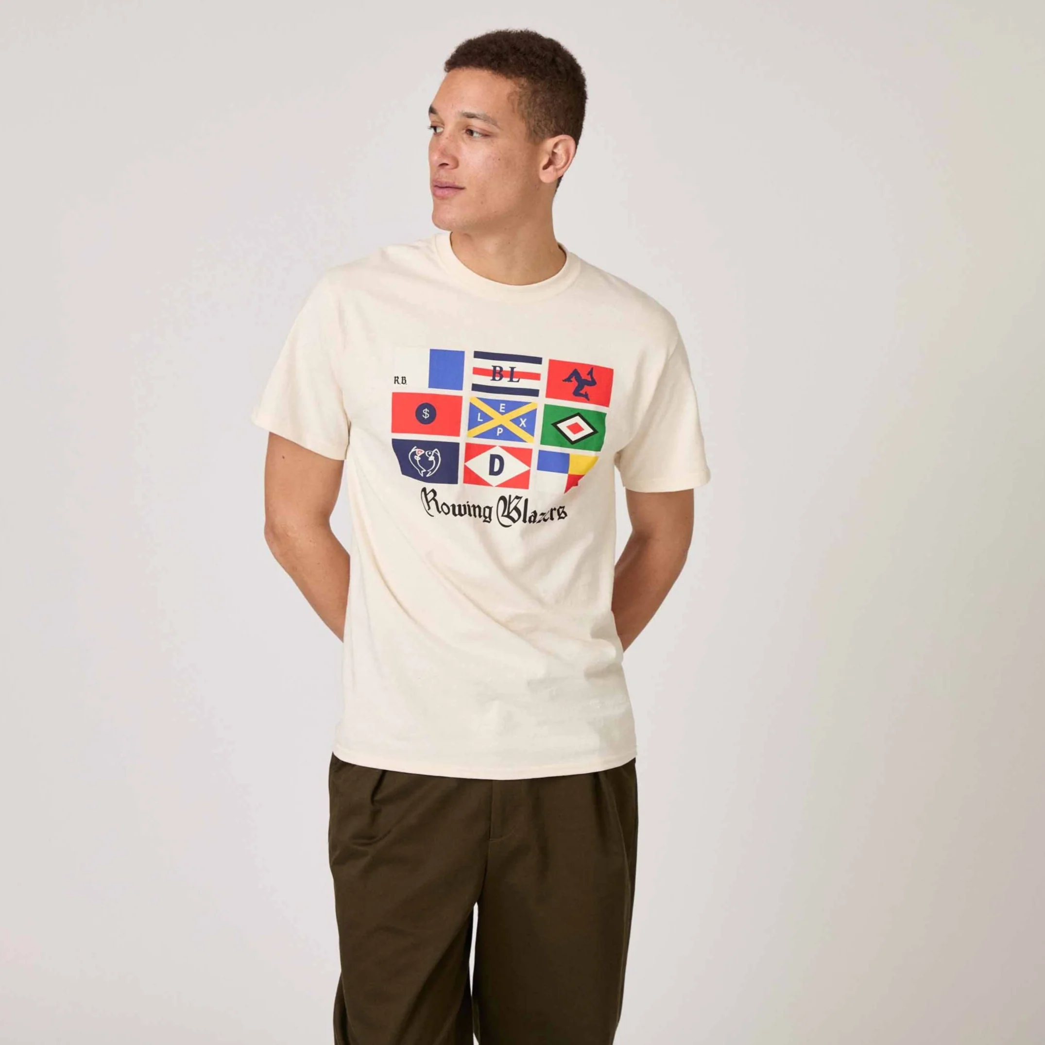 Men's Cotton Sailing Flag T-Shirt White - Image 2