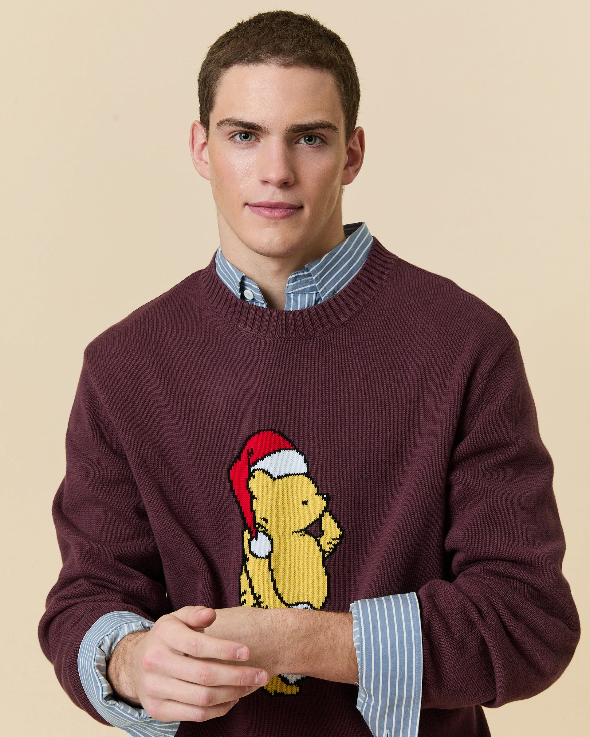 Cotton Santa Pooh Sweater Burgundy - Image 4