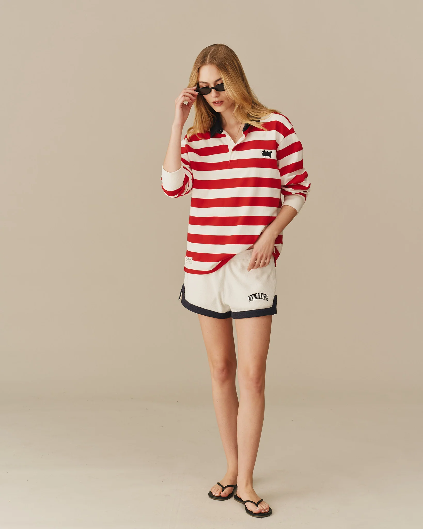 Warm & Wonderful Cotton Sheep Stripe Rugby Red - Image 4