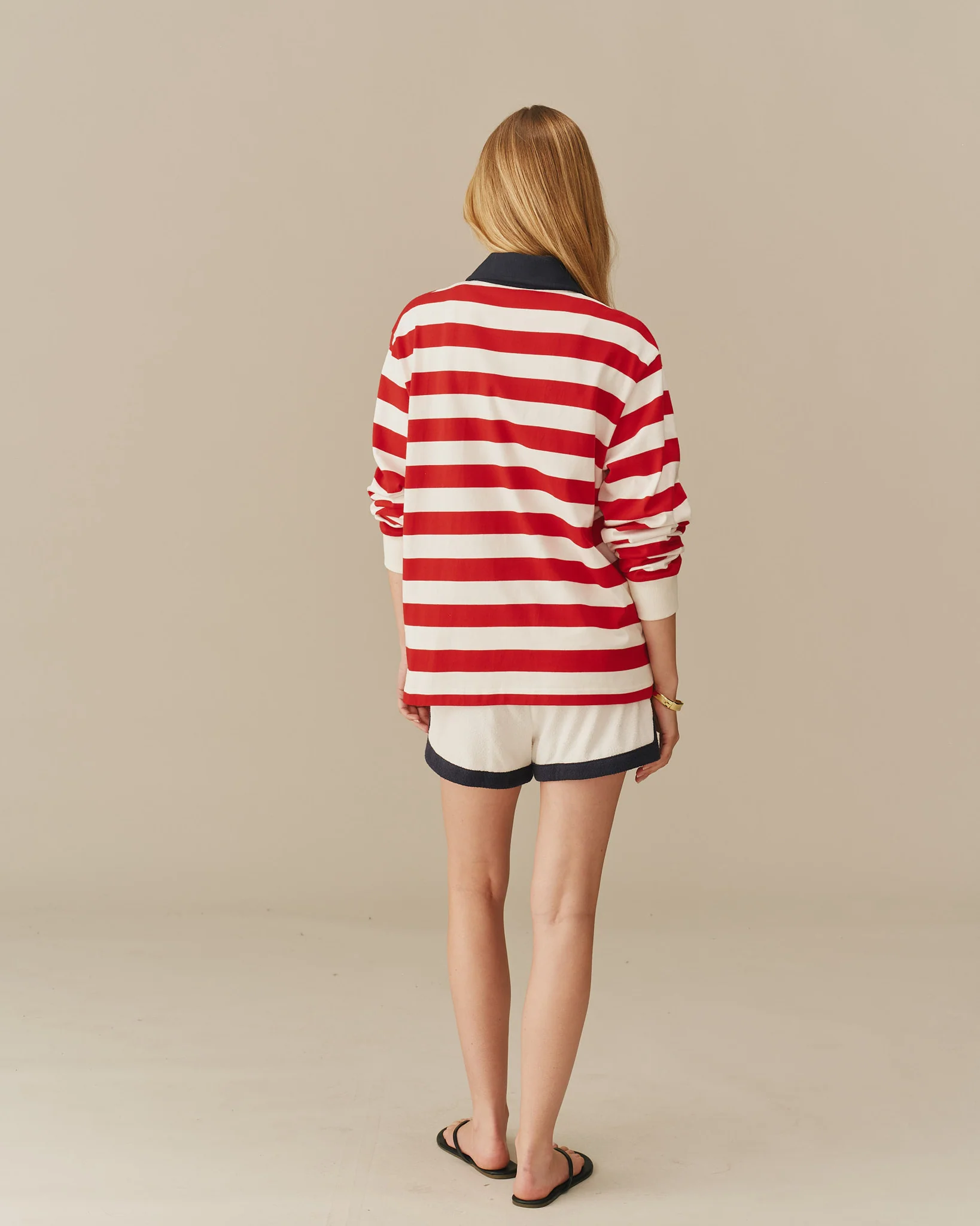 Warm & Wonderful Cotton Sheep Stripe Rugby Red - Image 5