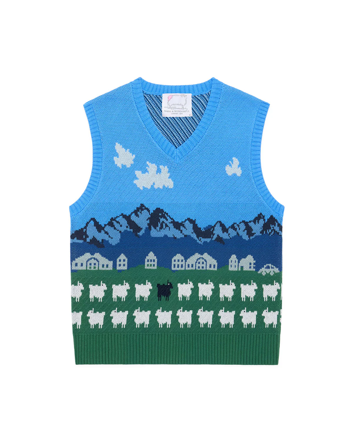 Cotton Sheep Fairisle Sweater Vest Blue - Image 6