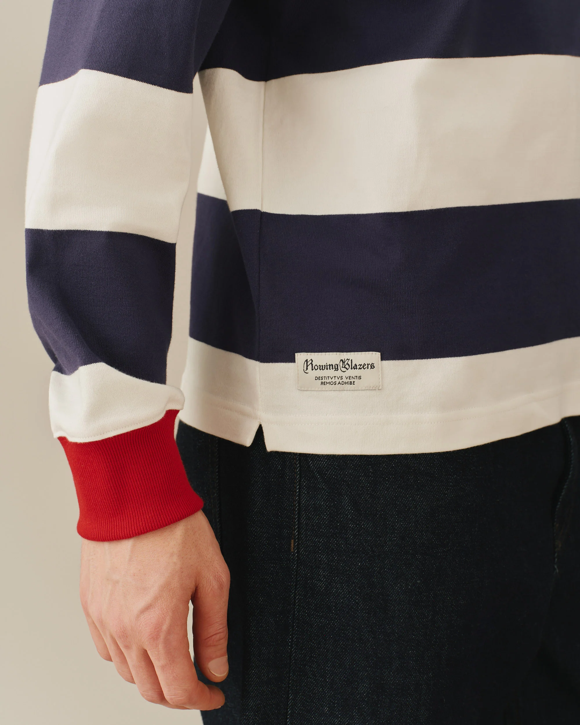 Cotton Thinking Cap Winnie-the-Pooh Rugby Blue White Stripe - Image 4