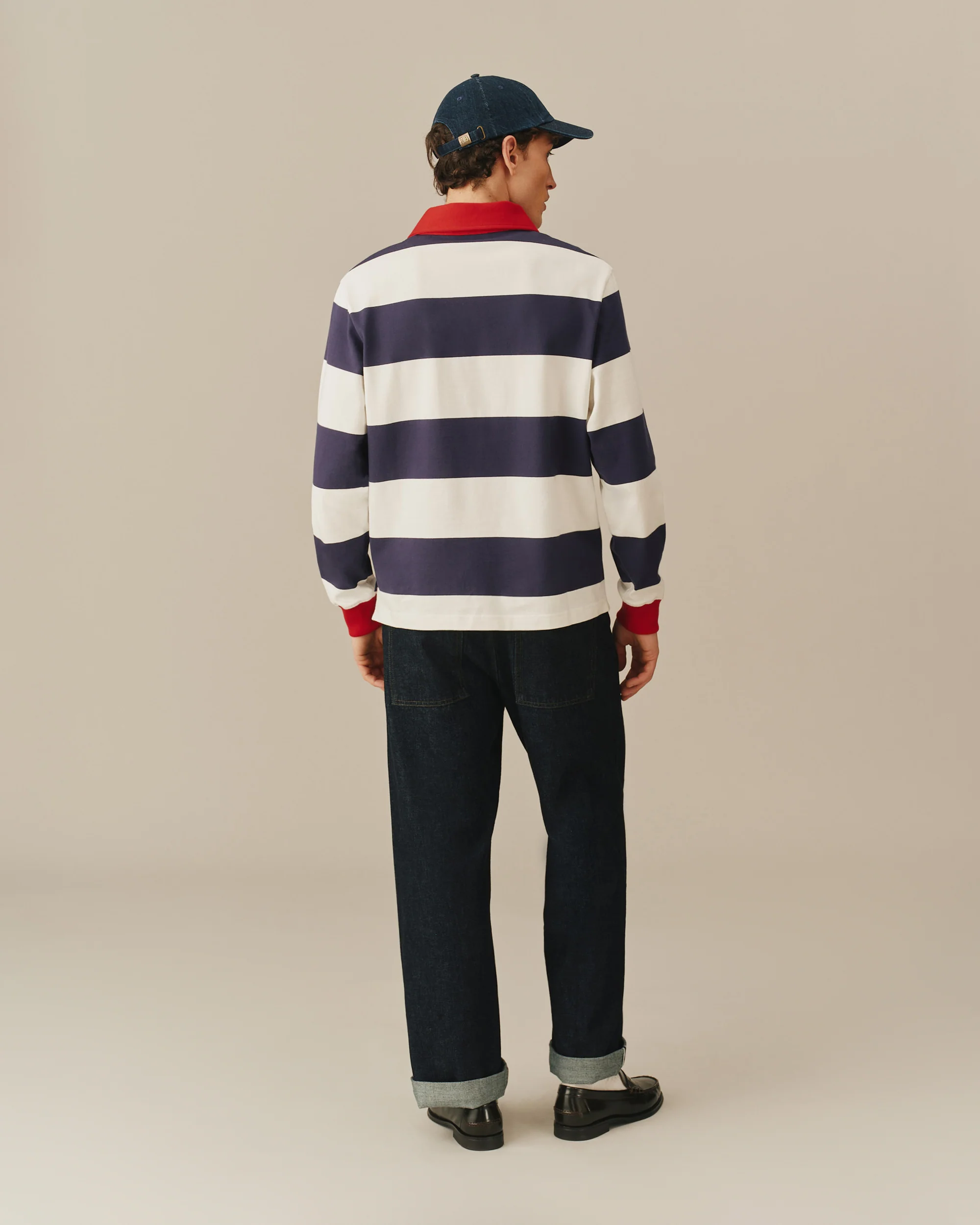 Cotton Thinking Cap Winnie-the-Pooh Rugby Blue White Stripe - Image 5